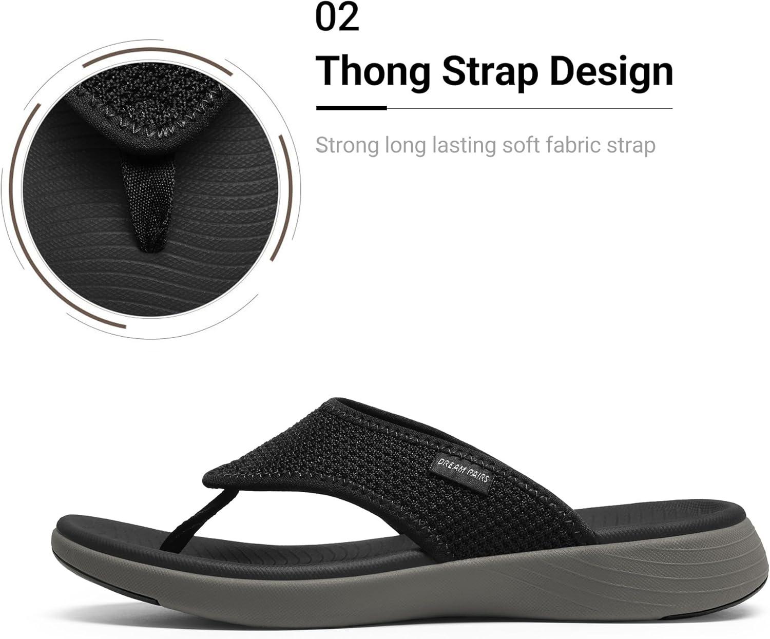 imageDREAM PAIRS Womens Arch Support Soft Cushion Flip Flops Thong SandalsBlackGrey