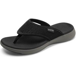 DREAM PAIRS Women’s Arch Support Soft Cushion Flip Flops Thong Sandals(Black/Grey)