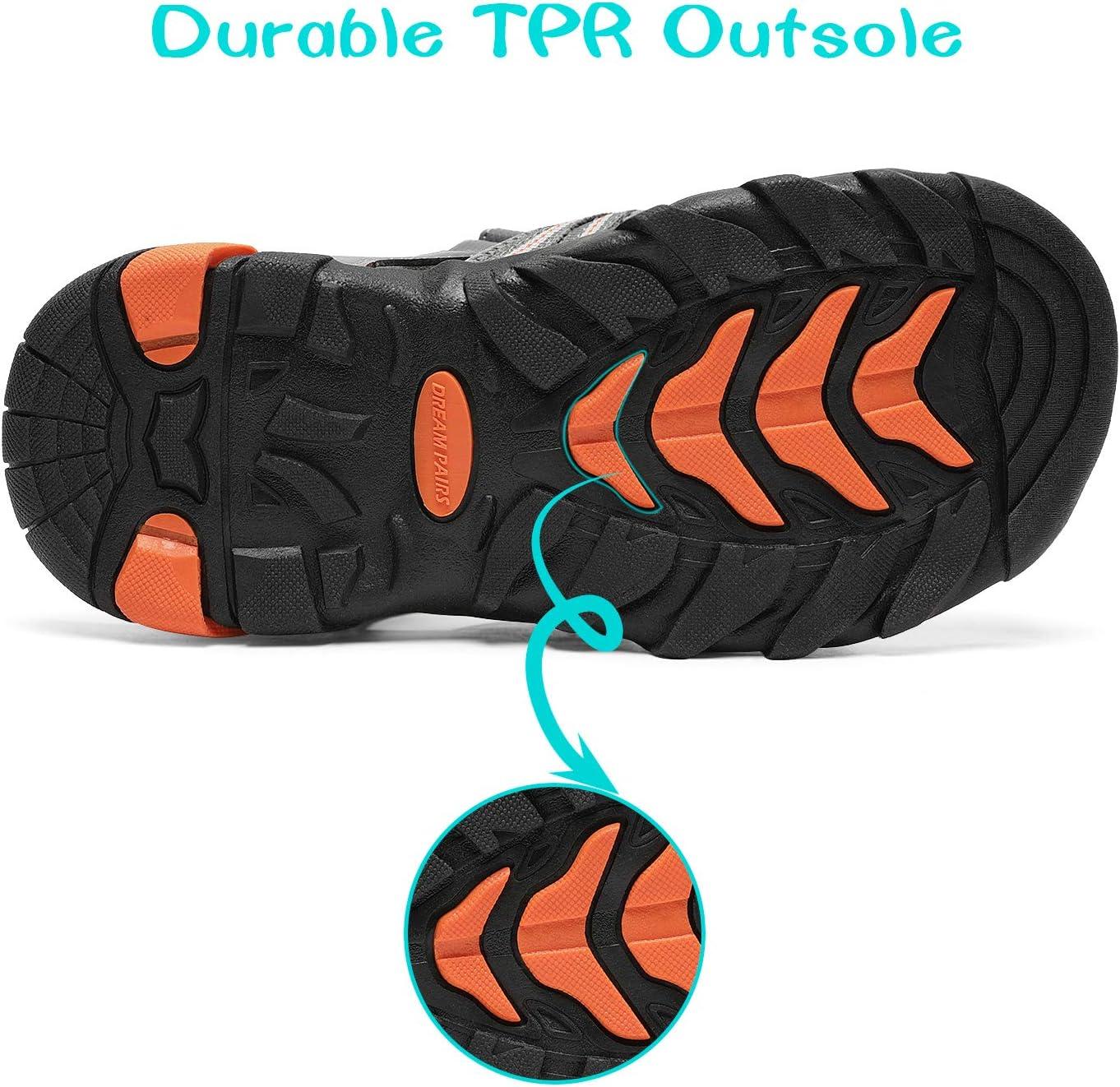 imageDREAM PAIRS Boys Girls Outdoor Summer Sport Athletic Sandals for ToddlerLittleBig KidDarkGreyOrange