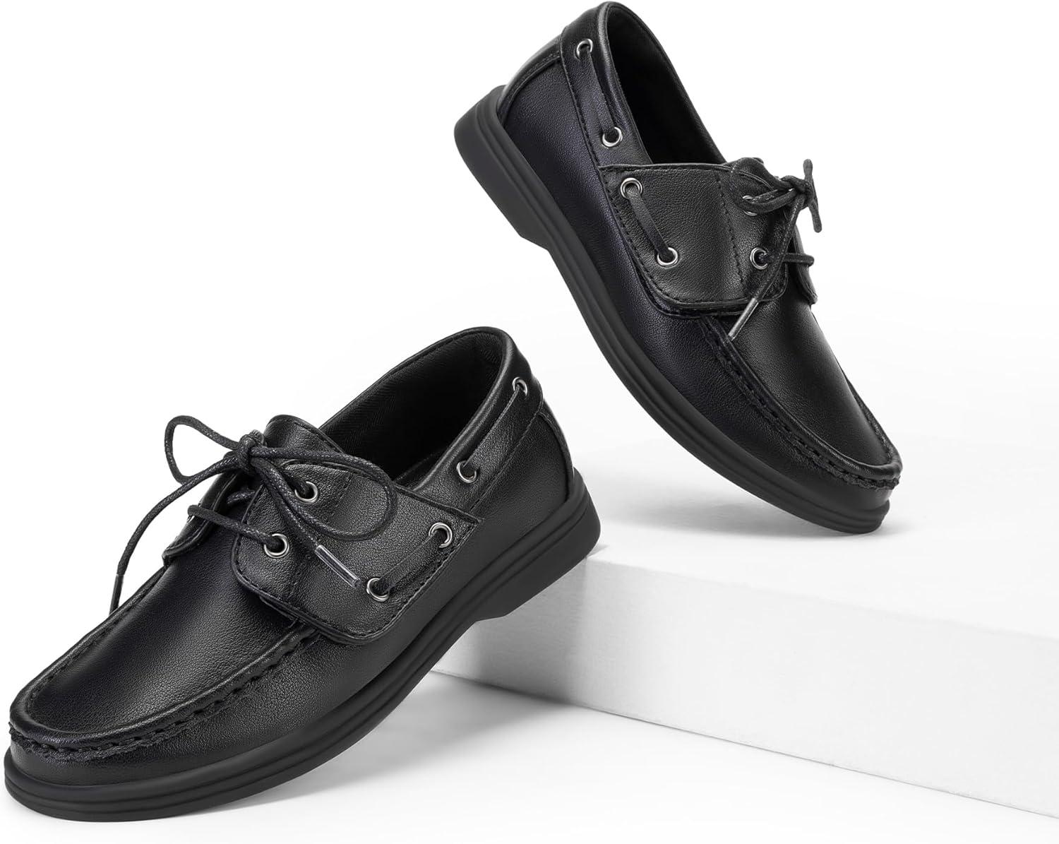 imageDREAM PAIRS Boys Dress Shoes Boat Shoes Slip on Loafers Casual School Shoes ToddlerLittle KidBig KidAll Black
