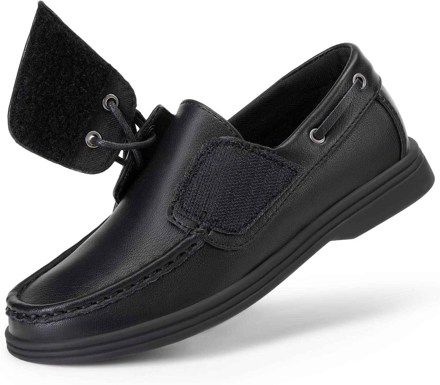 imageDREAM PAIRS Boys Dress Shoes Boat Shoes Slip on Loafers Casual School Shoes ToddlerLittle KidBig KidAll Black