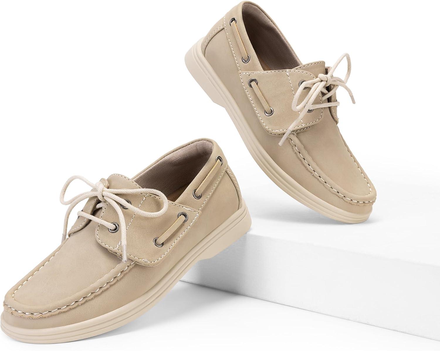 imageDREAM PAIRS Boys Dress Shoes Boat Shoes Slip on Loafers Casual School Shoes ToddlerLittle KidBig KidKhaki