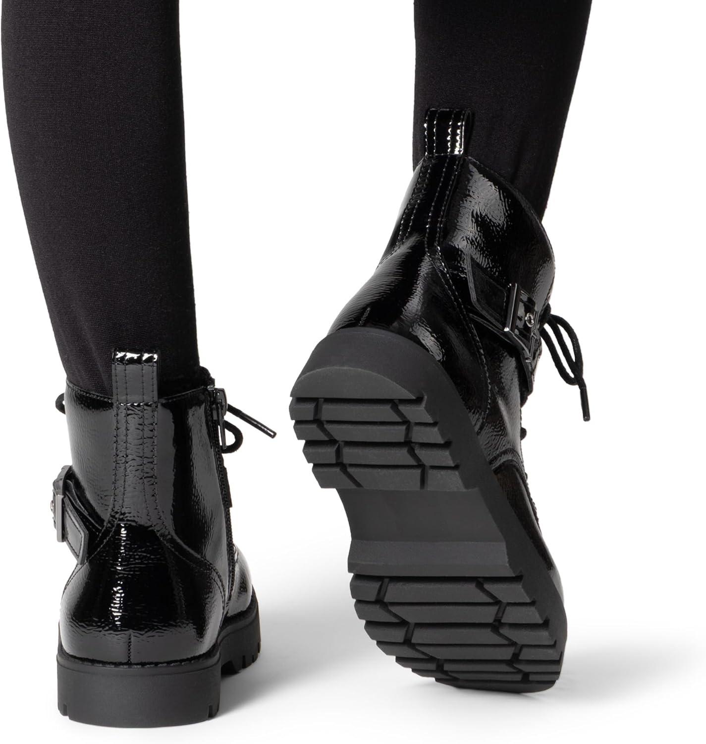 imageDREAM PAIRS Boys Girls Ankle Boots Laceup with Buckle Strap Combat boot for ToddlerLittle KidBig KidsAll Black