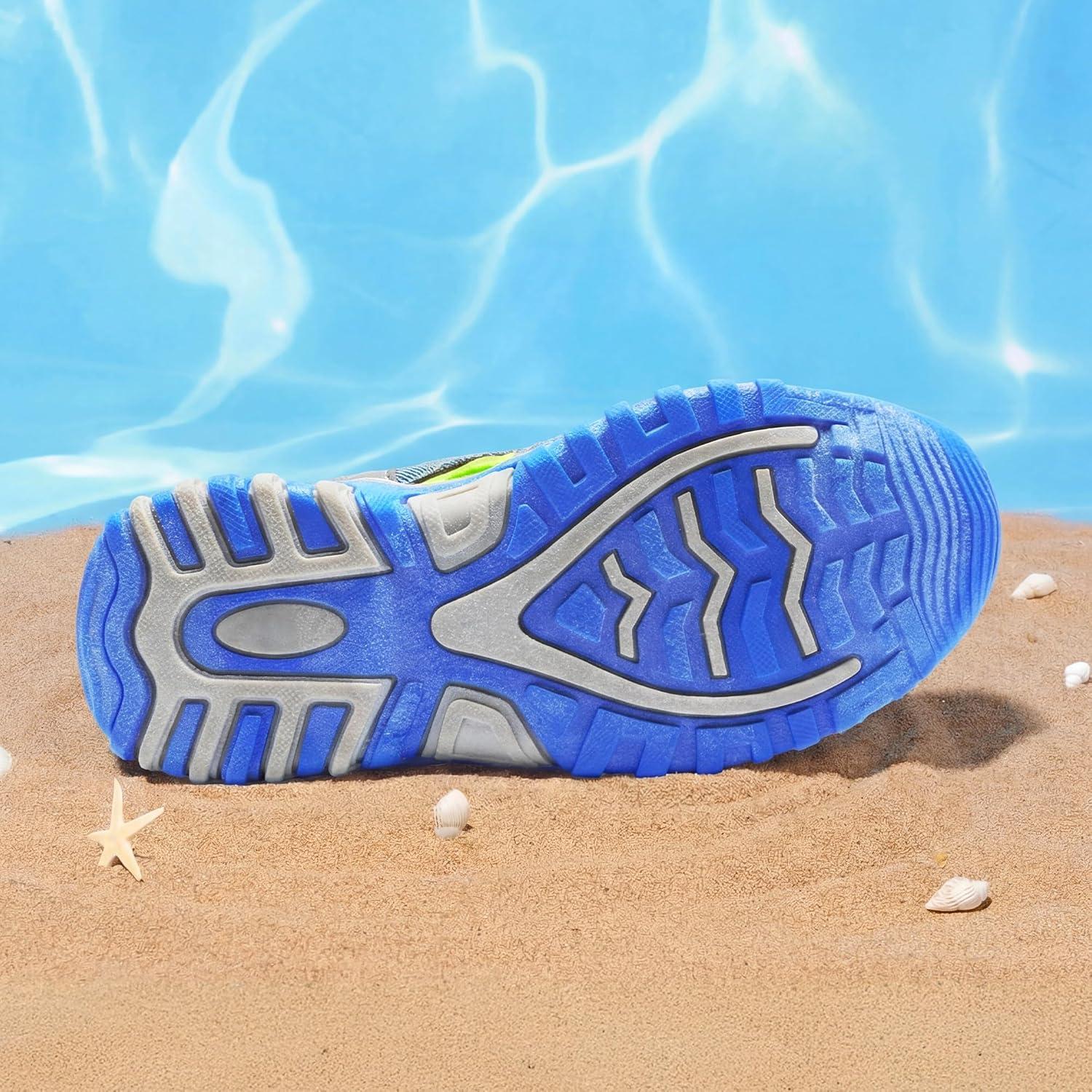 imageDREAM PAIRS Boys Girls ClosedToe Outdoor Summer Sport Sandals for ToddlerLittleBig KidGreyGreenBlue