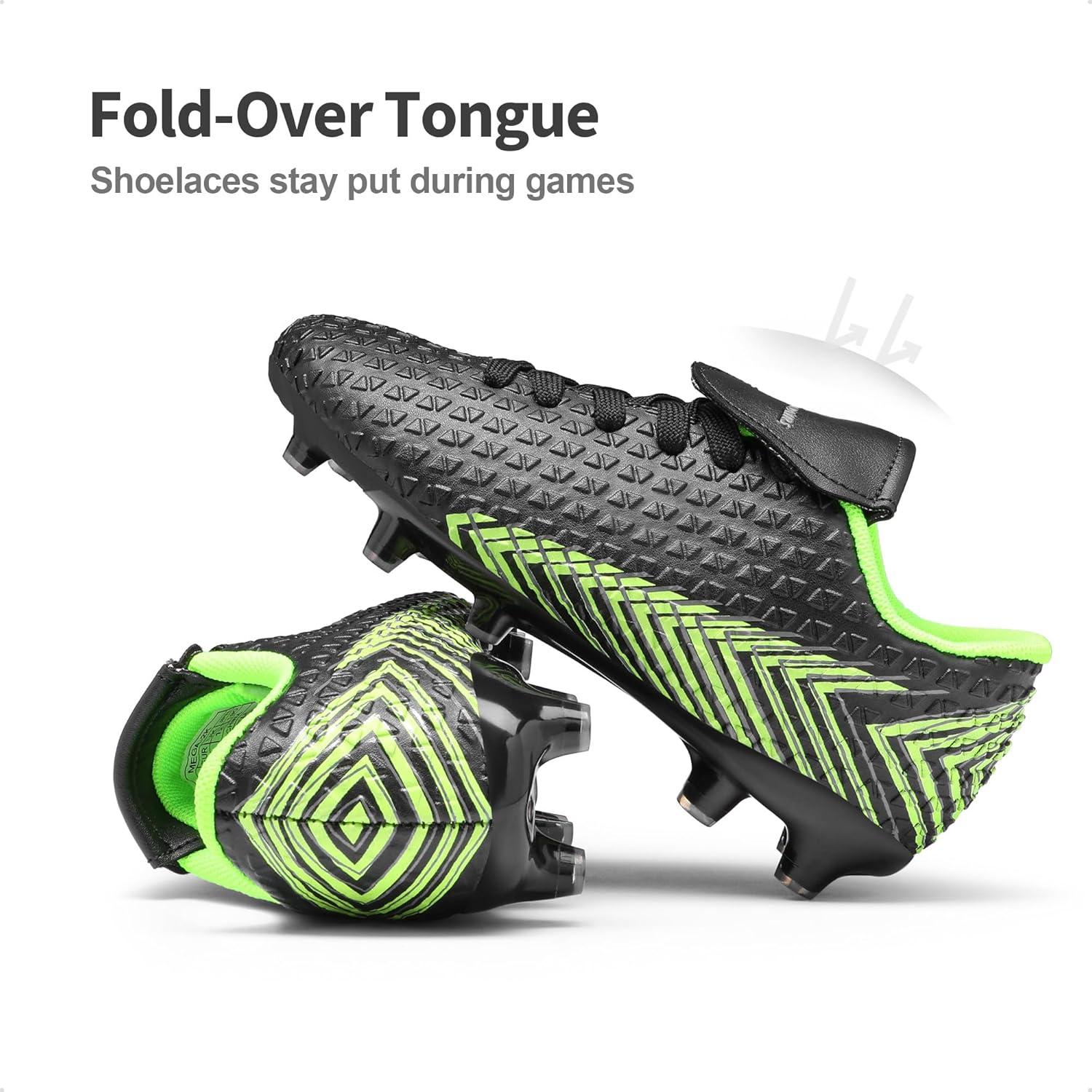 imageDREAM PAIRS Boys Girls Outdoor Soccer Cleats Firm Ground Football Shoes for LittleBig KidBlackNeonGreen