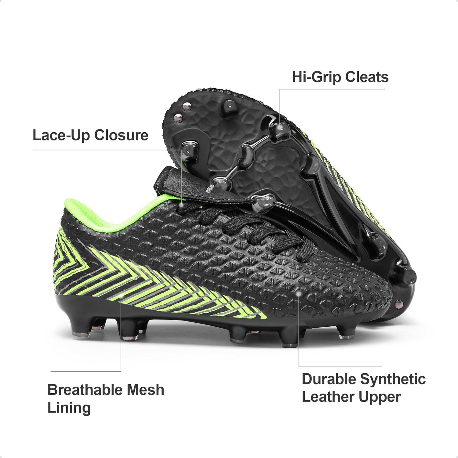 imageDREAM PAIRS Boys Girls Outdoor Soccer Cleats Firm Ground Football Shoes for LittleBig KidBlackNeonGreen