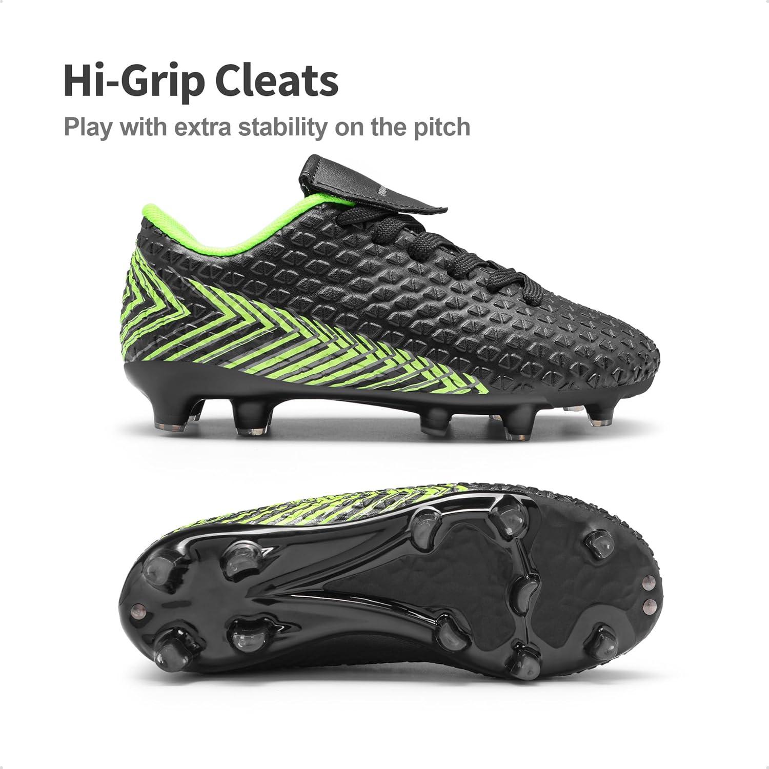 imageDREAM PAIRS Boys Girls Outdoor Soccer Cleats Firm Ground Football Shoes for LittleBig KidBlackNeonGreen