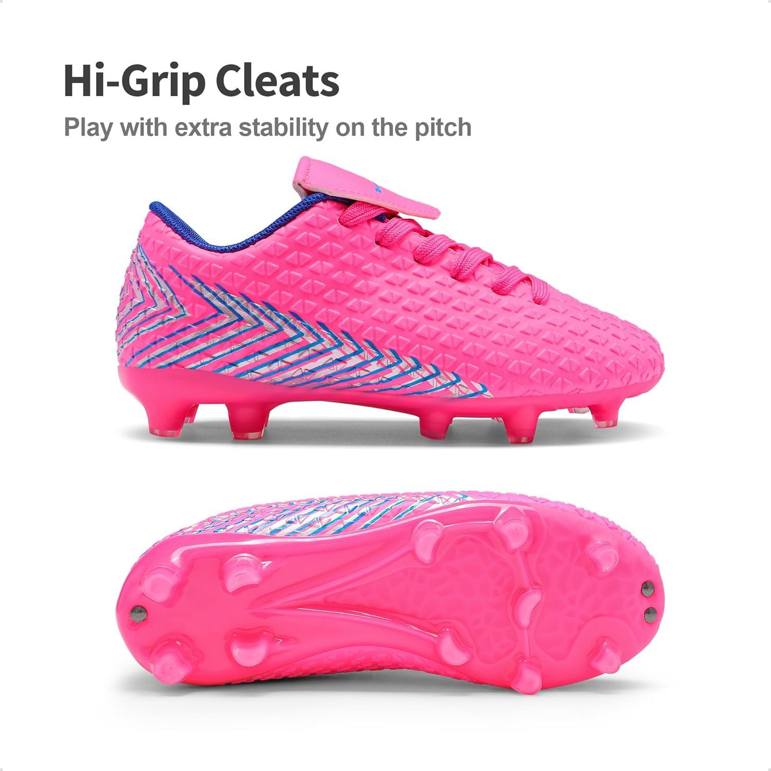 imageDREAM PAIRS Boys Girls Outdoor Soccer Cleats Firm Ground Football Shoes for LittleBig KidFuchsiaRoyalBlue