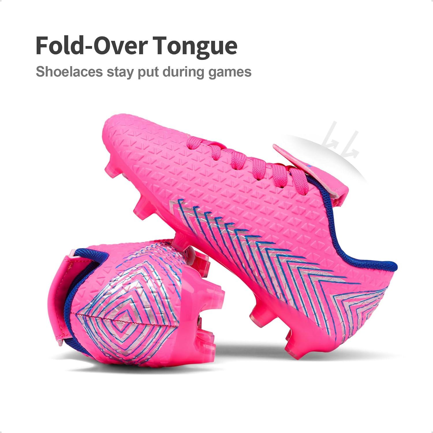 imageDREAM PAIRS Boys Girls Outdoor Soccer Cleats Firm Ground Football Shoes for LittleBig KidFuchsiaRoyalBlue