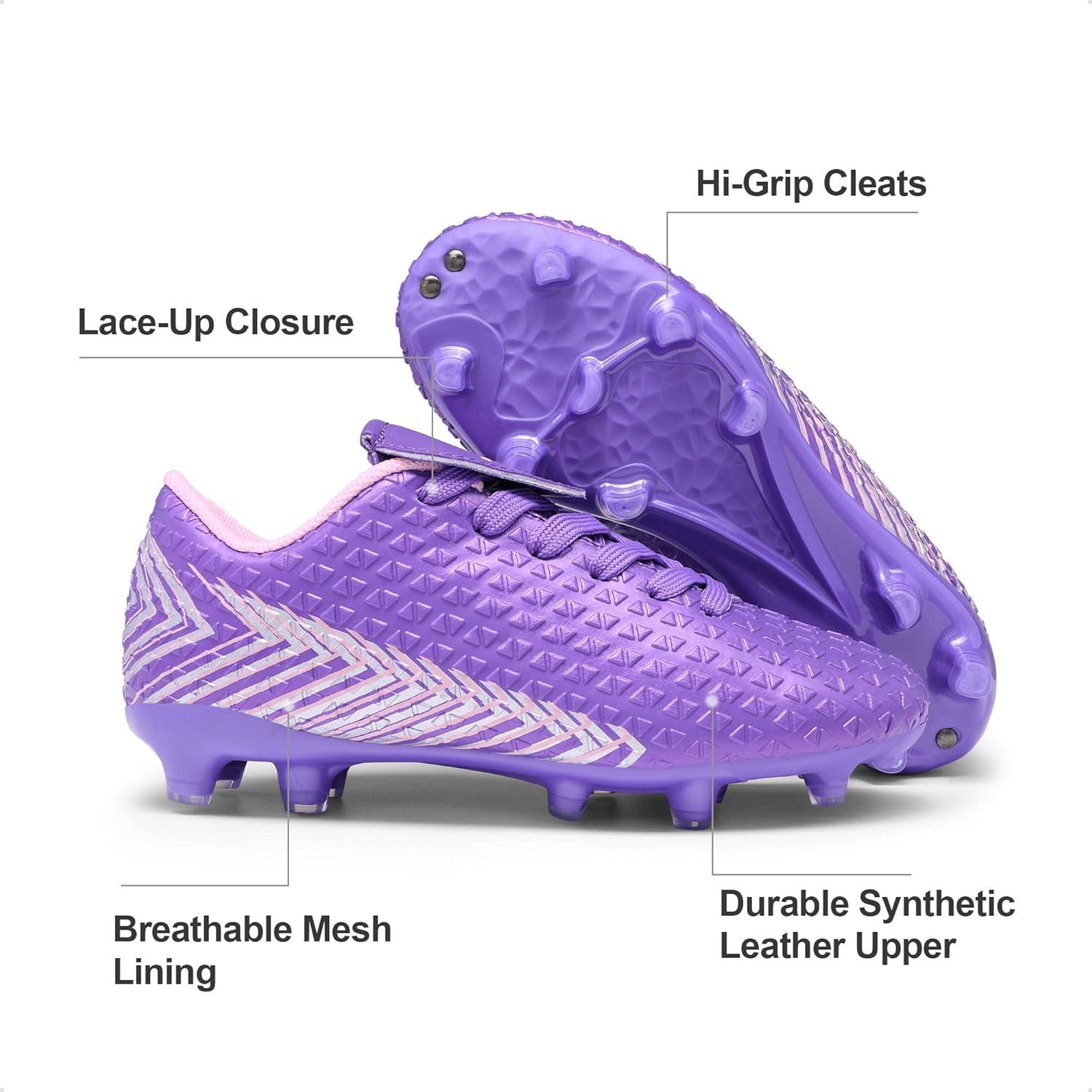 imageDREAM PAIRS Boys Girls Outdoor Soccer Cleats Firm Ground Football Shoes for LittleBig KidLightPurplePink