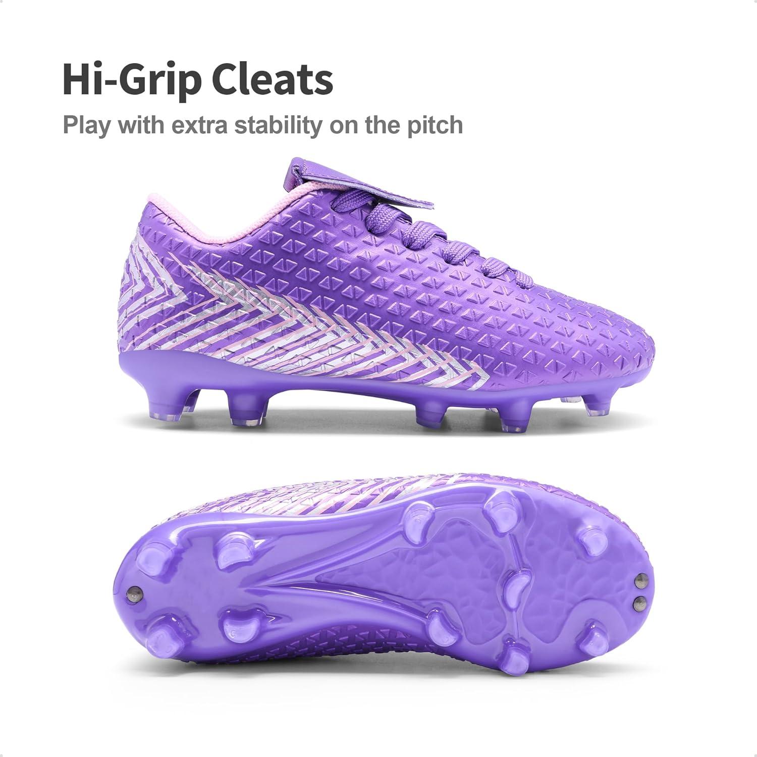 imageDREAM PAIRS Boys Girls Outdoor Soccer Cleats Firm Ground Football Shoes for LittleBig KidLightPurplePink