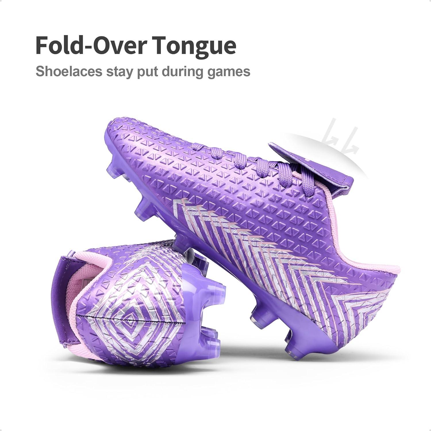 imageDREAM PAIRS Boys Girls Outdoor Soccer Cleats Firm Ground Football Shoes for LittleBig KidLightPurplePink