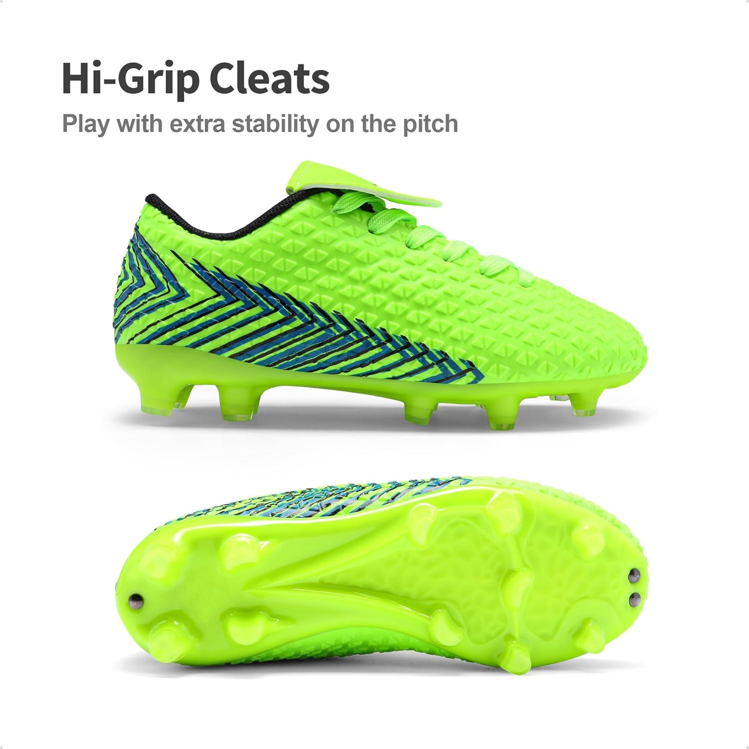 imageDREAM PAIRS Boys Girls Outdoor Soccer Cleats Firm Ground Football Shoes for LittleBig KidNeonGreenBlack