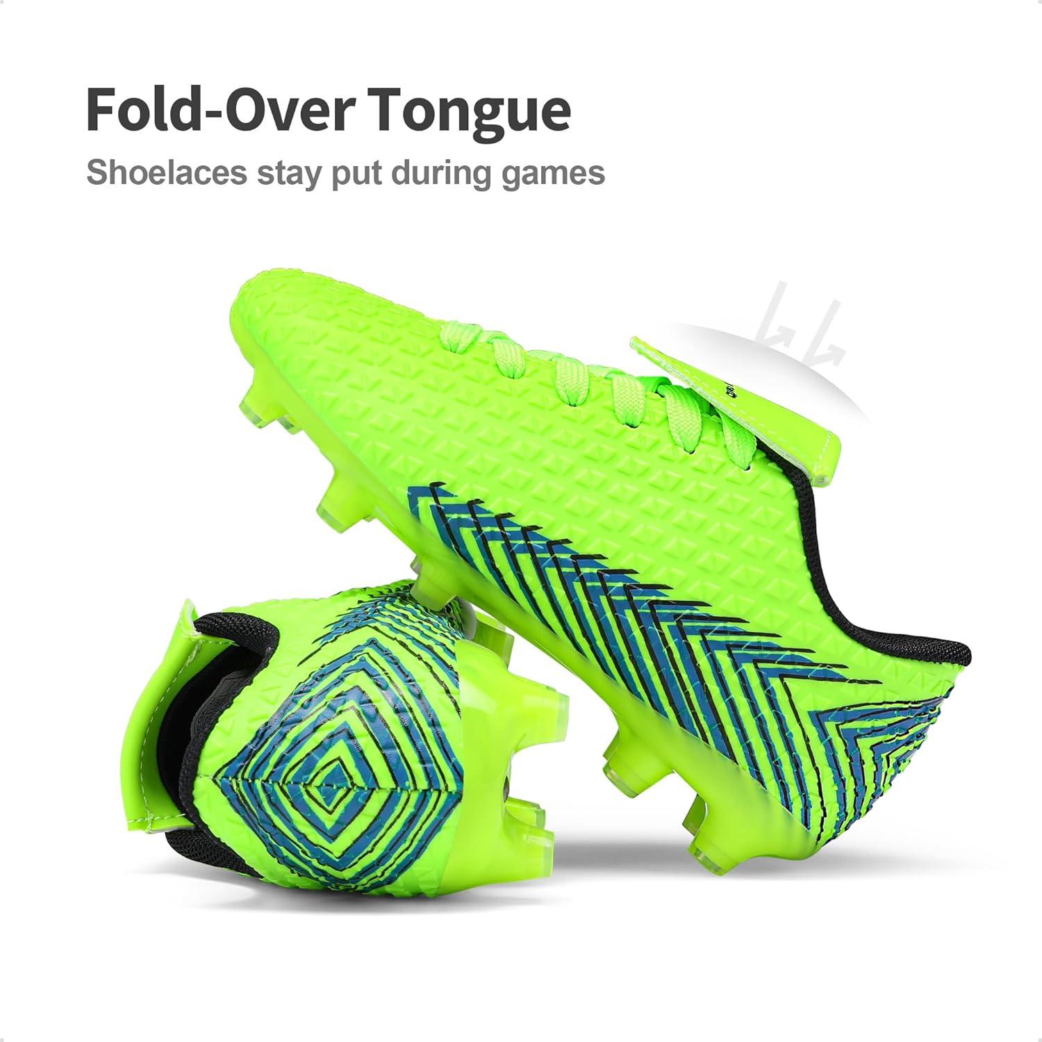imageDREAM PAIRS Boys Girls Outdoor Soccer Cleats Firm Ground Football Shoes for LittleBig KidNeonGreenBlack