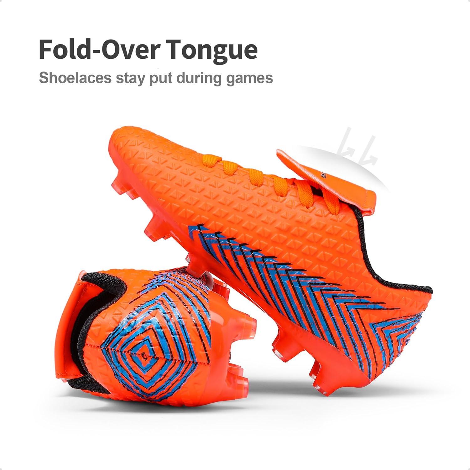 imageDREAM PAIRS Boys Girls Outdoor Soccer Cleats Firm Ground Football Shoes for LittleBig KidOrangeBlack