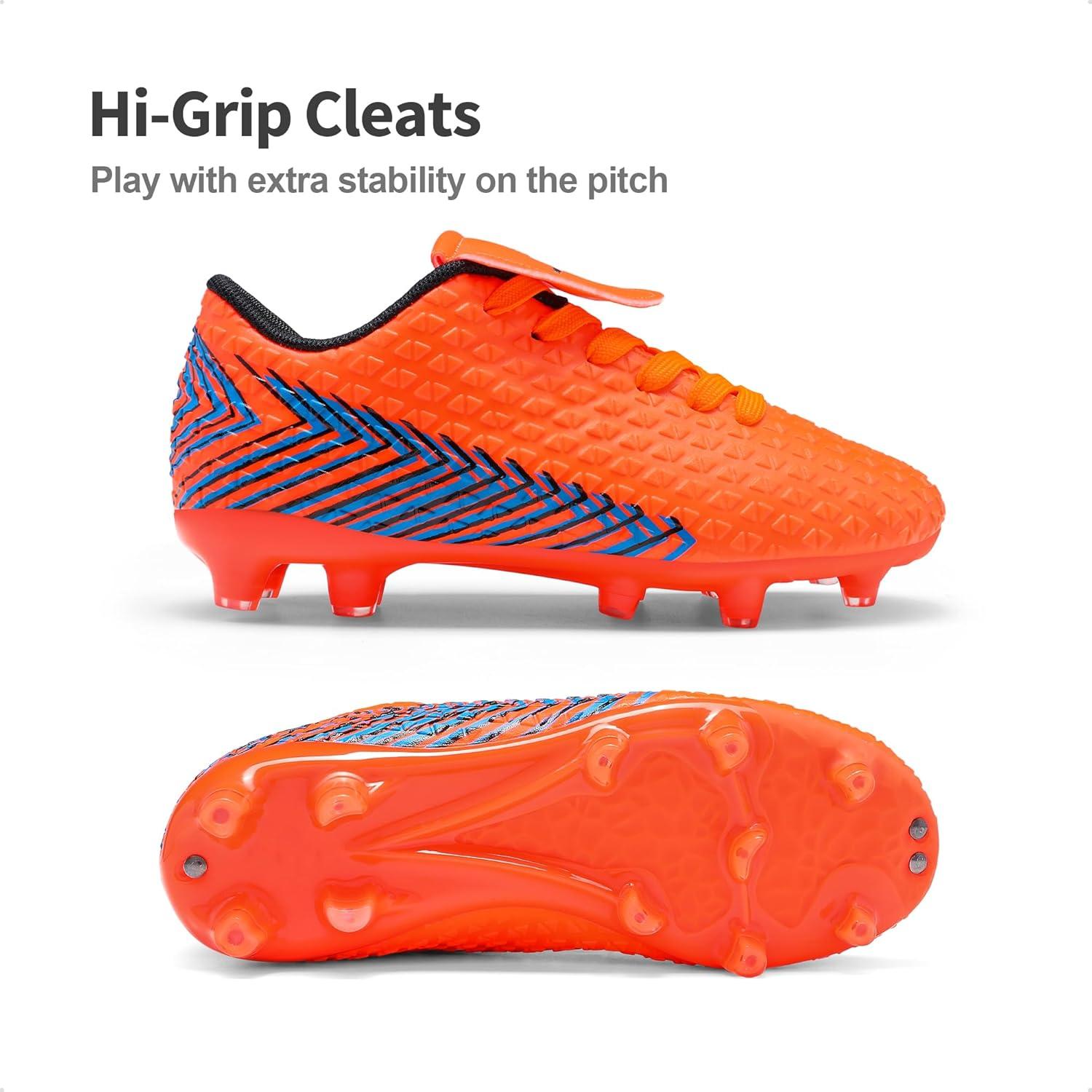 imageDREAM PAIRS Boys Girls Outdoor Soccer Cleats Firm Ground Football Shoes for LittleBig KidOrangeBlack