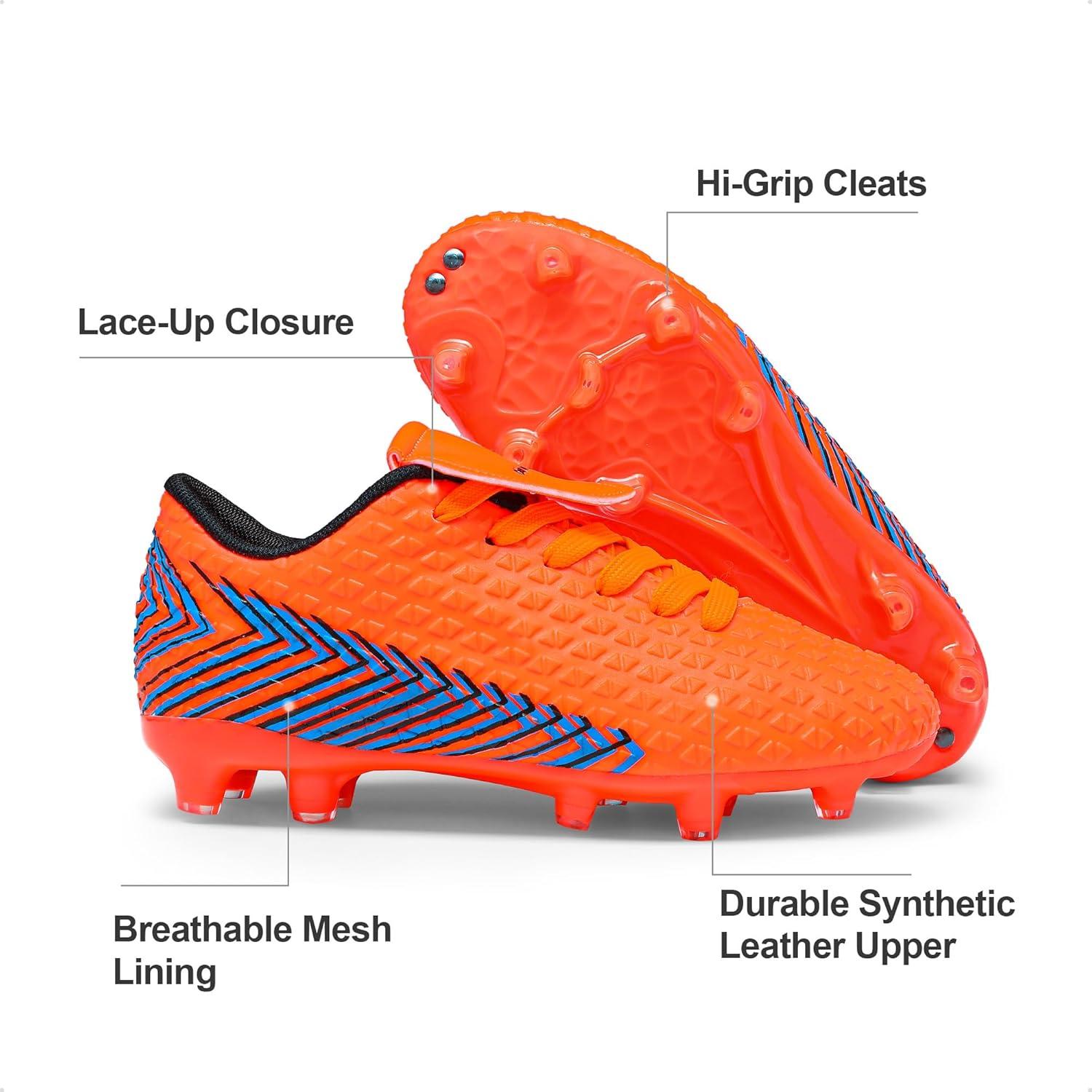 imageDREAM PAIRS Boys Girls Outdoor Soccer Cleats Firm Ground Football Shoes for LittleBig KidOrangeBlack