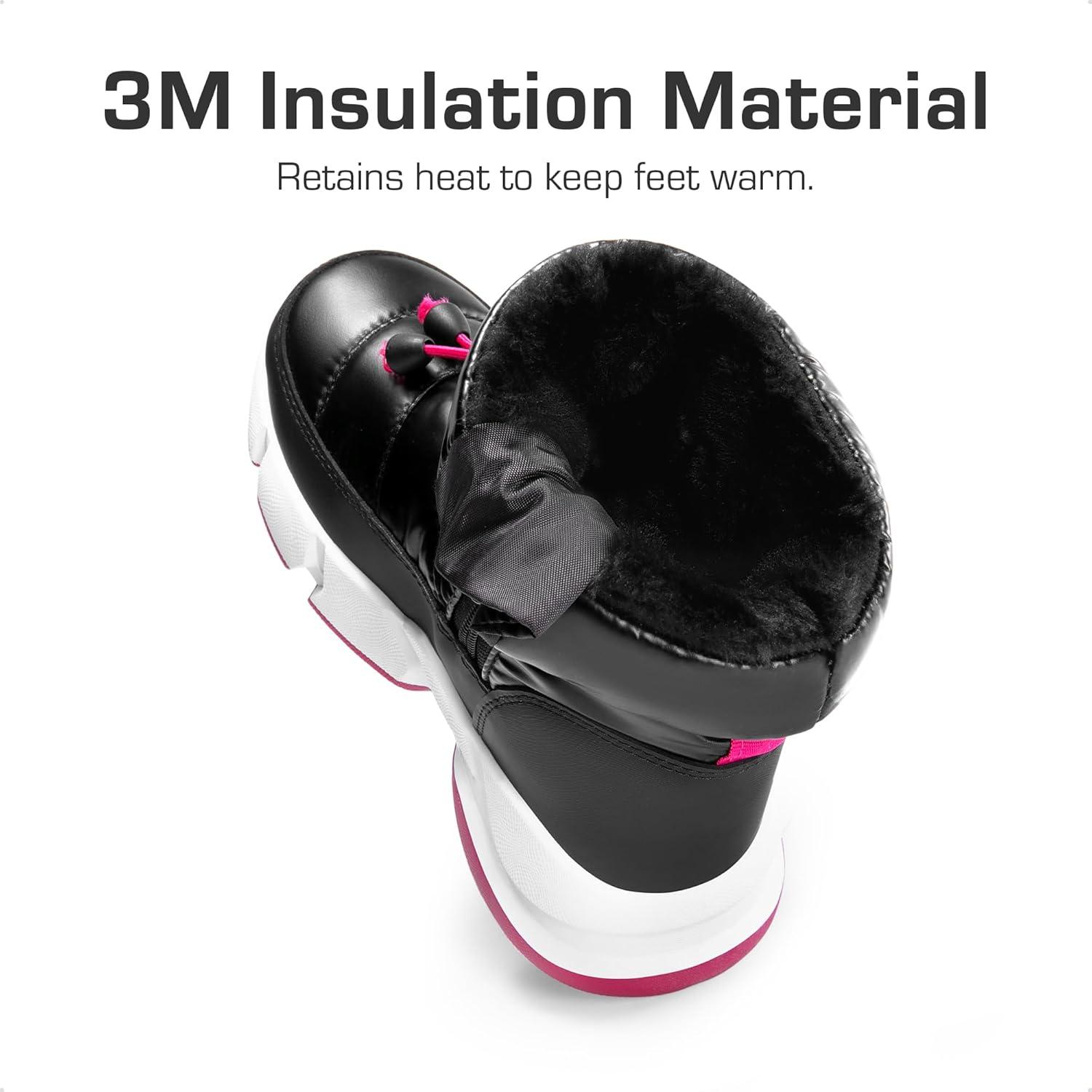 imageDREAM PAIRS Boys Girls Snow Boots Water Resistant NonSlip Mid Calf Lightweight Athletic Outdoor Warm Winter Shoes for LittleBig KidsBlackHot Pink
