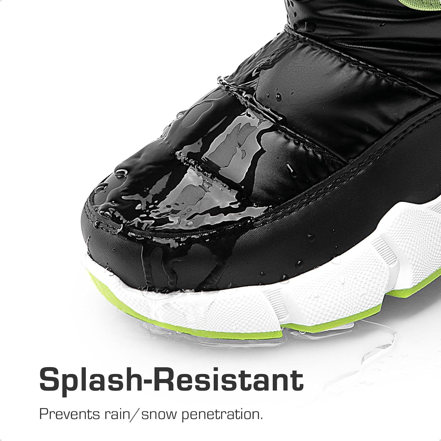 imageDREAM PAIRS Boys Girls Snow Boots Water Resistant NonSlip Mid Calf Lightweight Athletic Outdoor Warm Winter Shoes for LittleBig KidsBlackNeon Green