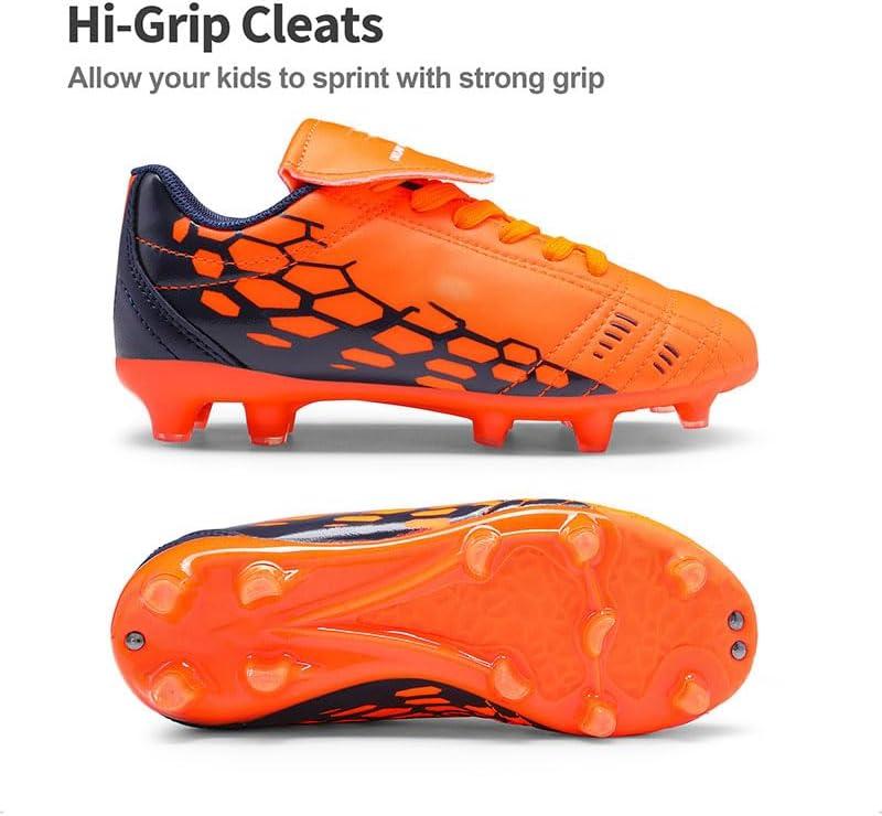 imageDREAM PAIRS Boys Girls Soccer Cleats Athletic Training Football Shoes for LittleBig KidOrangeNavy
