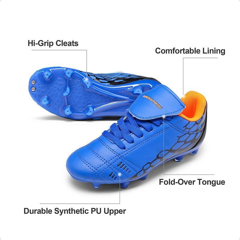 imageDREAM PAIRS Boys Girls Soccer Cleats Athletic Training Football Shoes for LittleBig KidRoyalBlueOrange