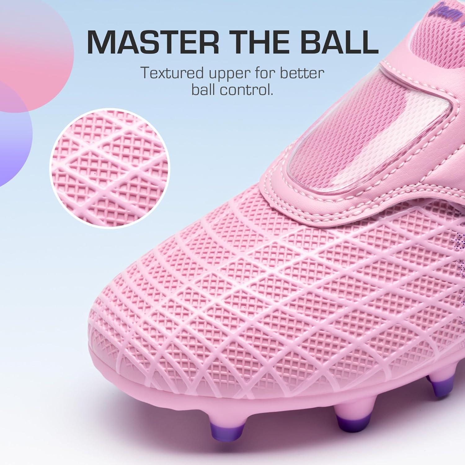 imageDREAM PAIRS Boys Girls Soccer Cleats Firm Ground Kids Youth Athletic Outdoor Football ShoesPinkPurple