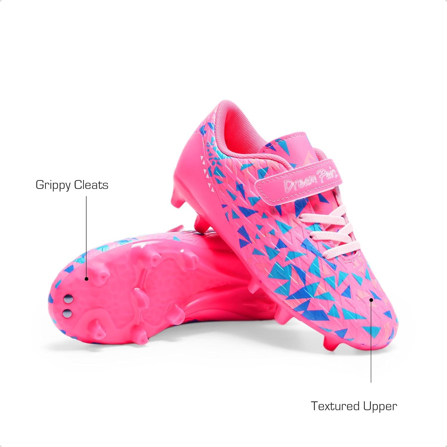 imageDREAM PAIRS Boys Girls Soccer Cleats Kids Firm Ground Football Shoes for LittleBig Kid with Soccer SocksHot PinkRoyal Blue