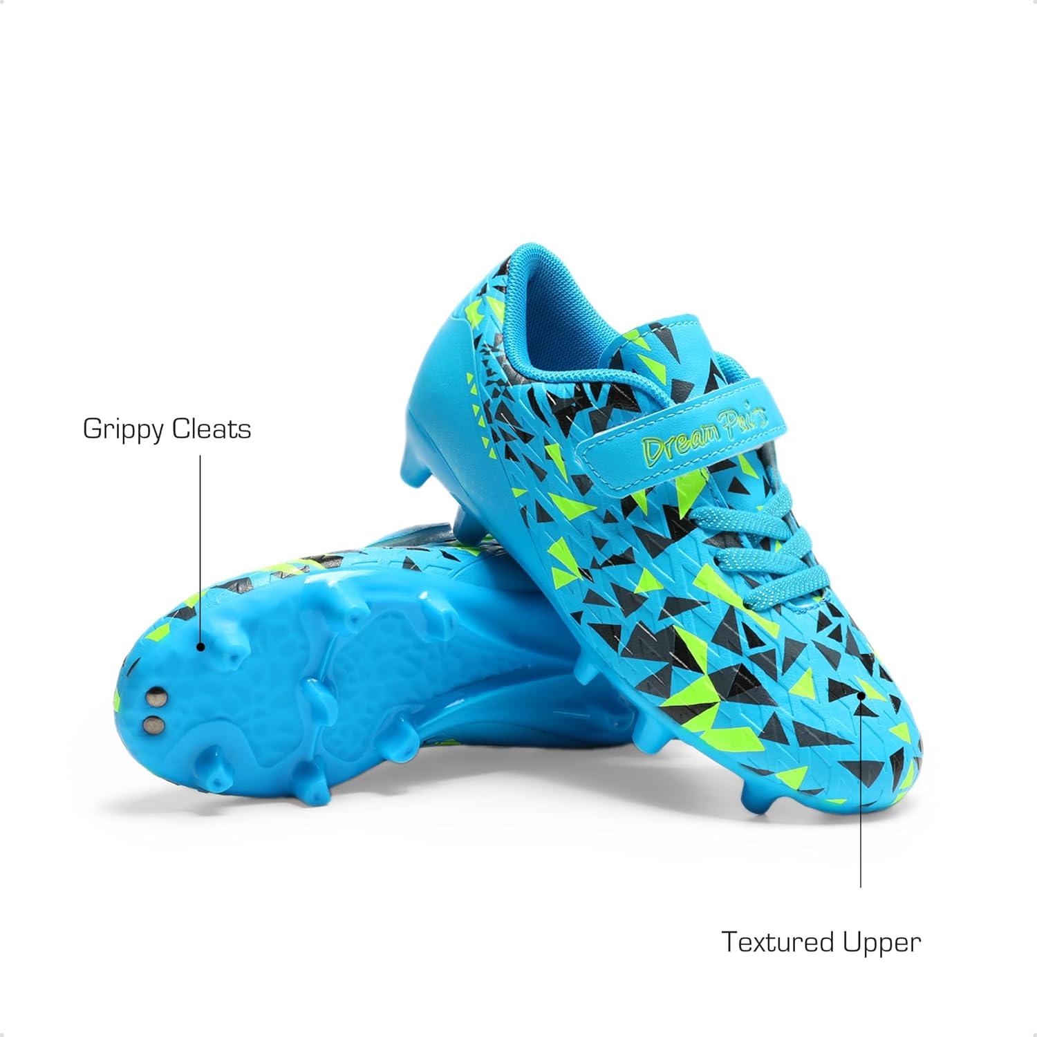 imageDREAM PAIRS Boys Girls Soccer Cleats Kids Firm Ground Football Shoes for LittleBig Kid with Soccer SocksRoyal BlueNeon Green