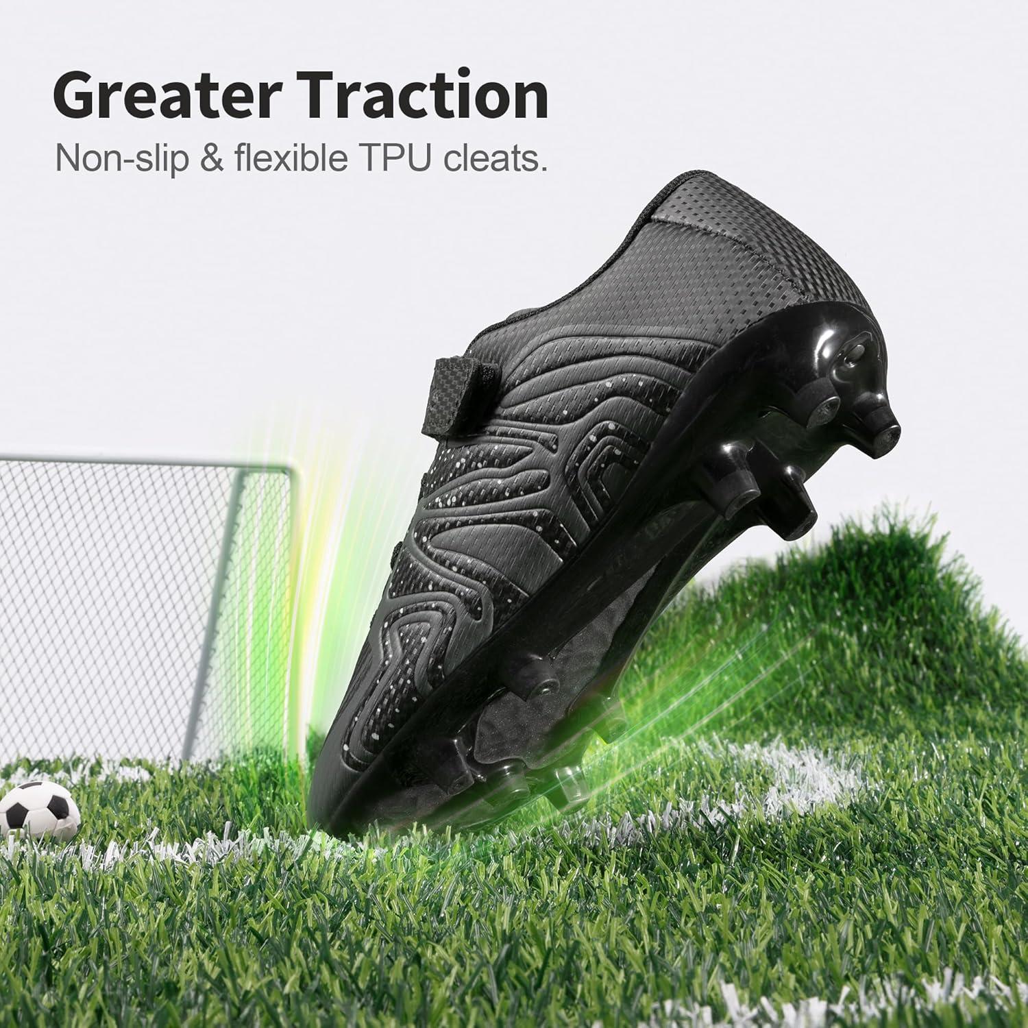 imageDREAM PAIRS Boys Girls Soccer Cleats Kids Youth Multi Ground Outdoor Football Shoes for LittleBig KidBlackDark Grey