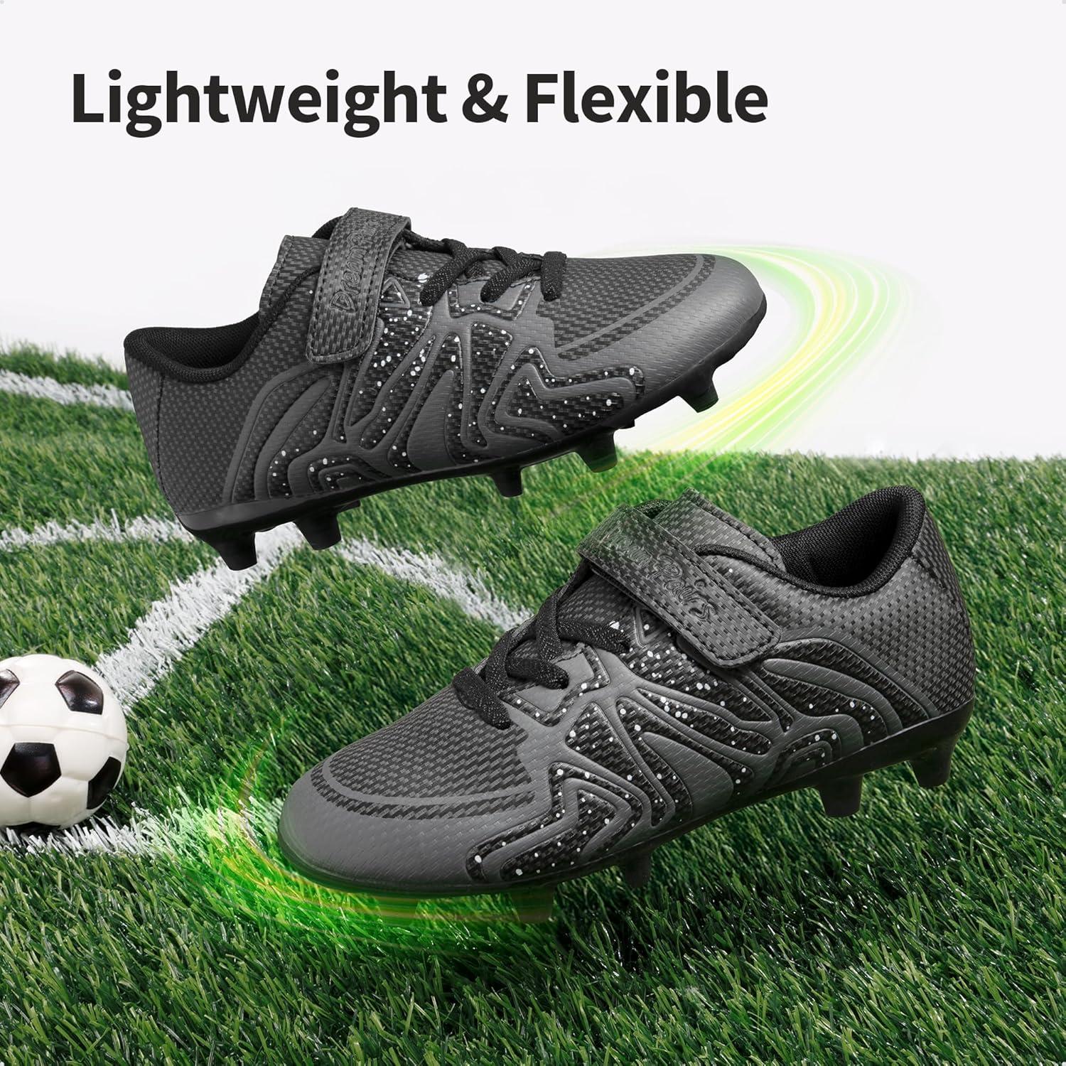 imageDREAM PAIRS Boys Girls Soccer Cleats Kids Youth Multi Ground Outdoor Football Shoes for LittleBig KidBlackDark Grey