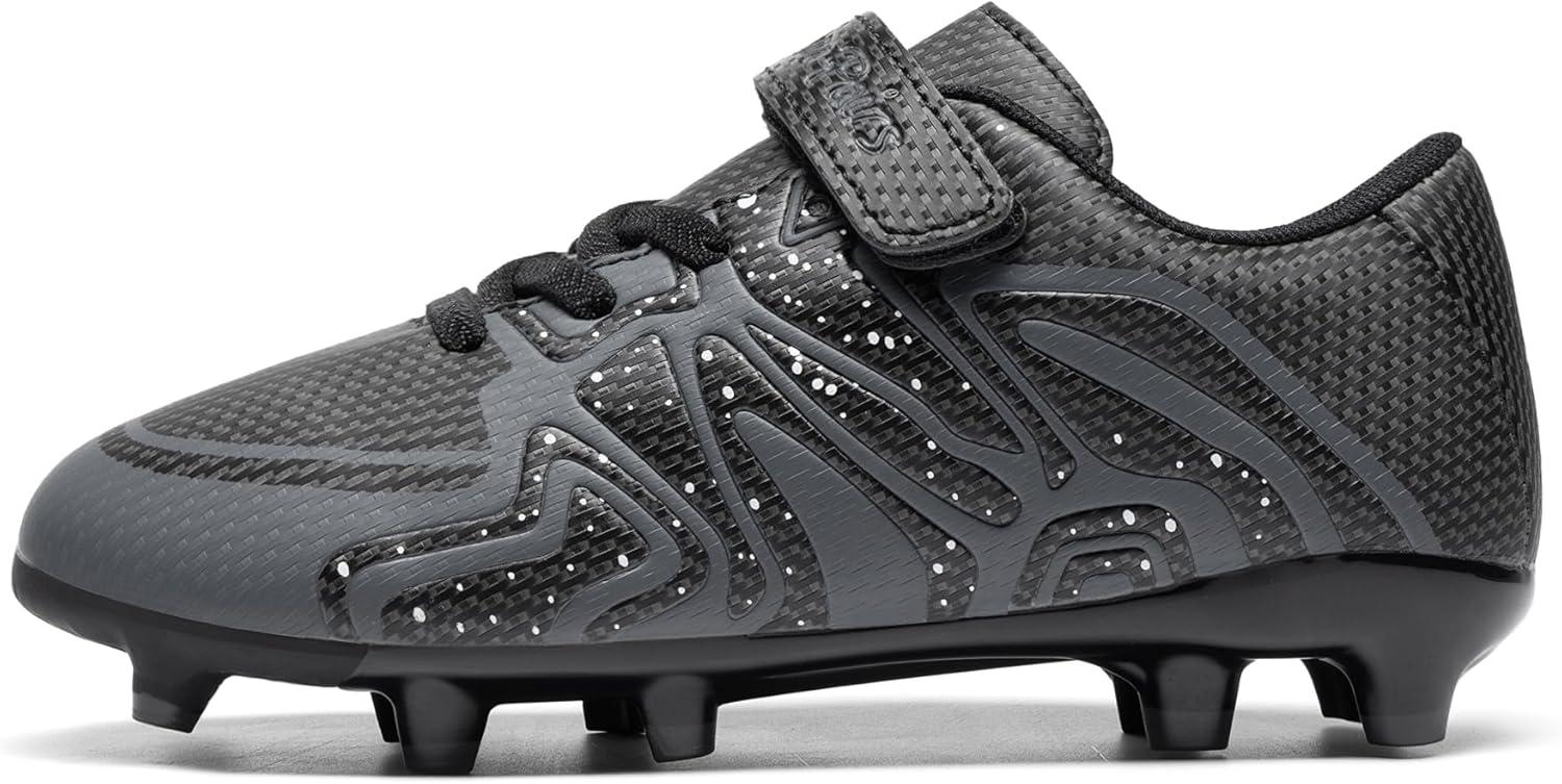 imageDREAM PAIRS Boys Girls Soccer Cleats Kids Youth Multi Ground Outdoor Football Shoes for LittleBig KidBlackDark Grey