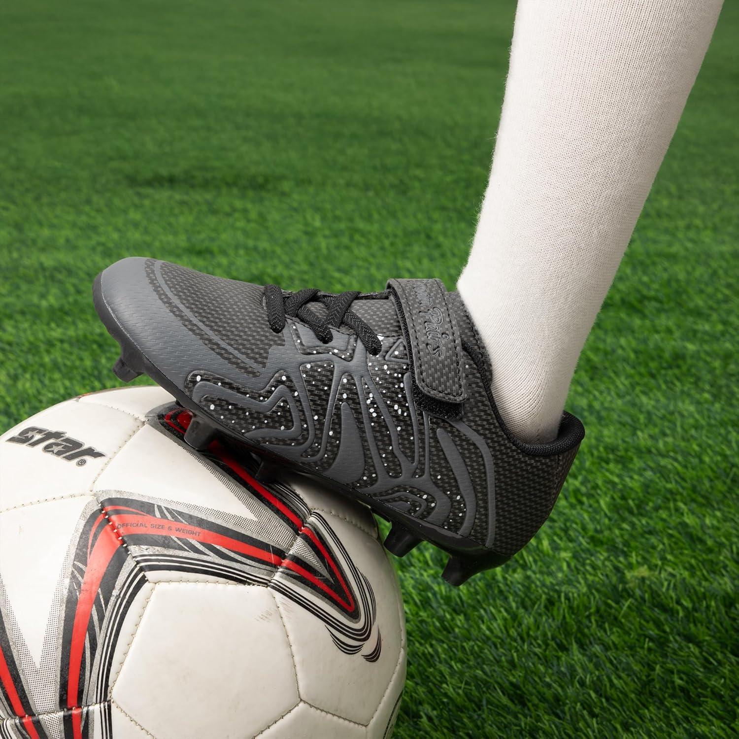 imageDREAM PAIRS Boys Girls Soccer Cleats Kids Youth Multi Ground Outdoor Football Shoes for LittleBig KidBlackDark Grey