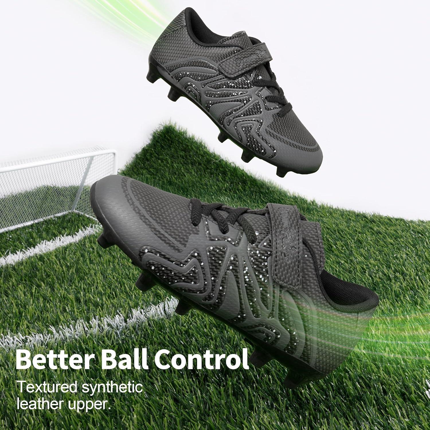 imageDREAM PAIRS Boys Girls Soccer Cleats Kids Youth Multi Ground Outdoor Football Shoes for LittleBig KidBlackDark Grey