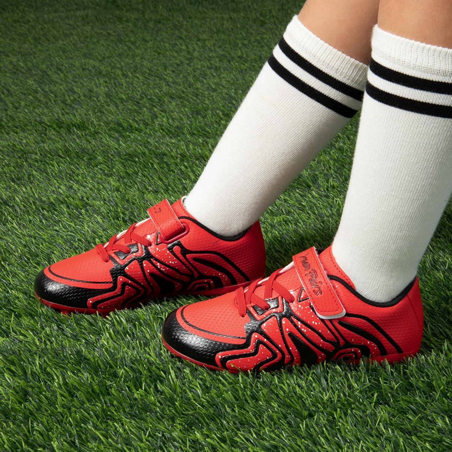 imageDREAM PAIRS Boys Girls Soccer Cleats Kids Youth Multi Ground Outdoor Football Shoes for LittleBig KidRedBlack
