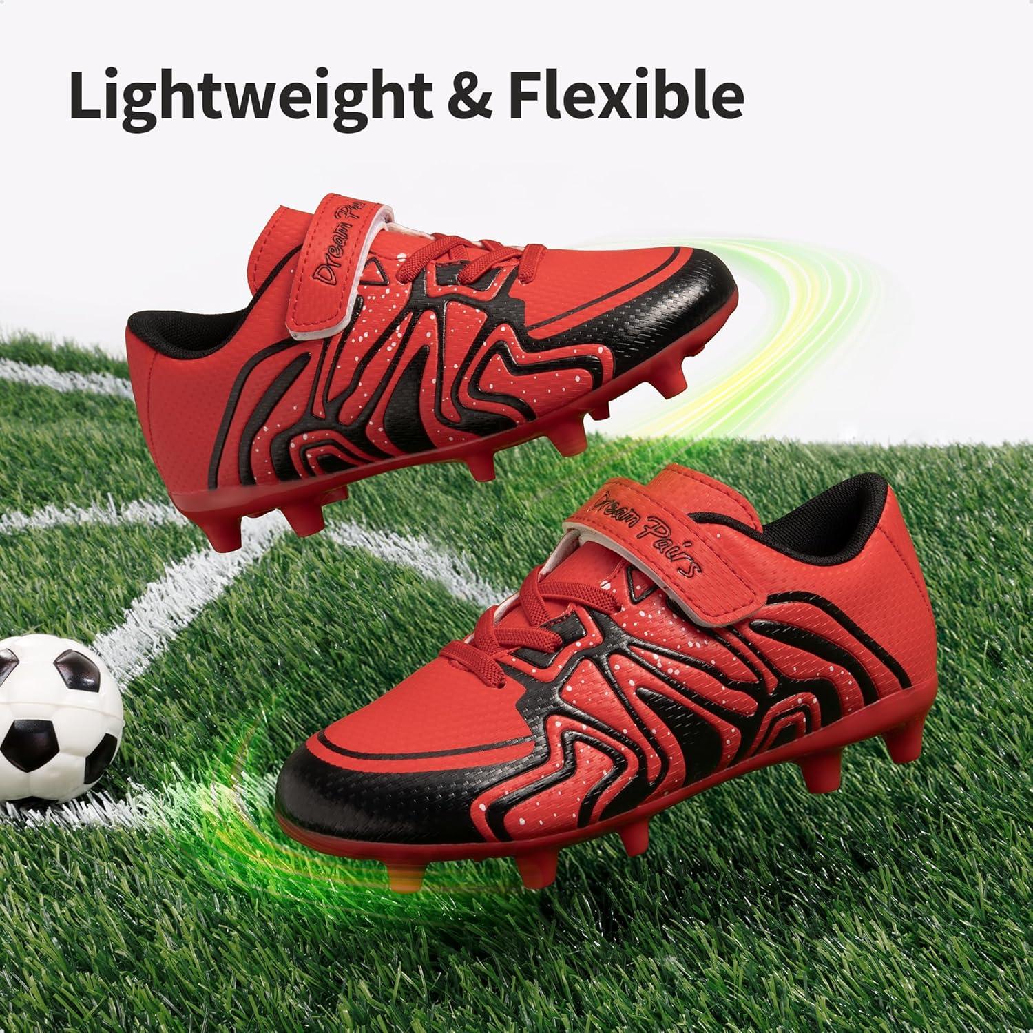 imageDREAM PAIRS Boys Girls Soccer Cleats Kids Youth Multi Ground Outdoor Football Shoes for LittleBig KidRedBlack