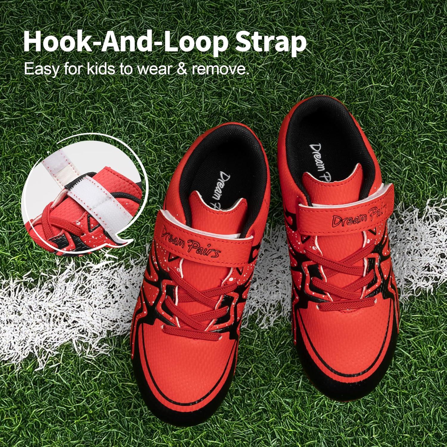 imageDREAM PAIRS Boys Girls Soccer Cleats Kids Youth Multi Ground Outdoor Football Shoes for LittleBig KidRedBlack