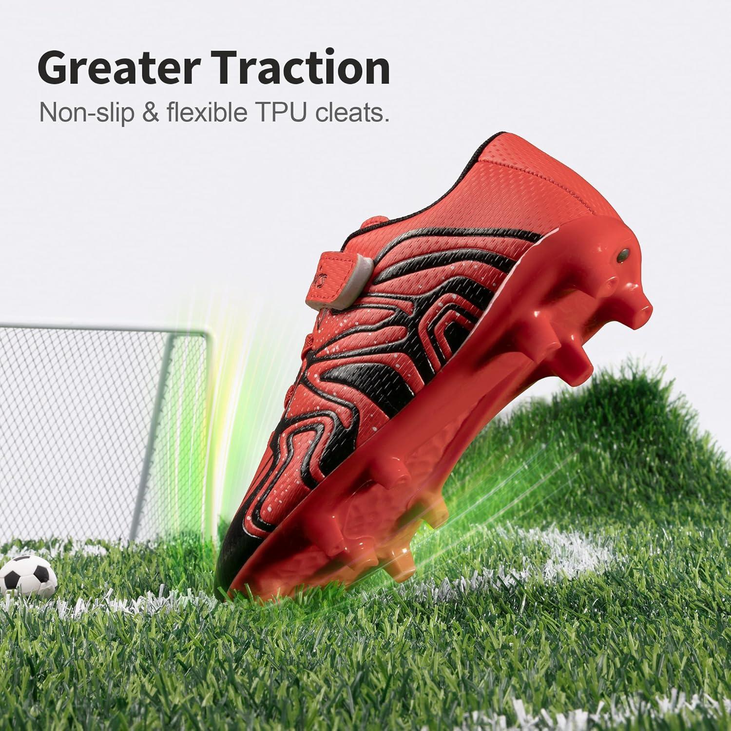 imageDREAM PAIRS Boys Girls Soccer Cleats Kids Youth Multi Ground Outdoor Football Shoes for LittleBig KidRedBlack