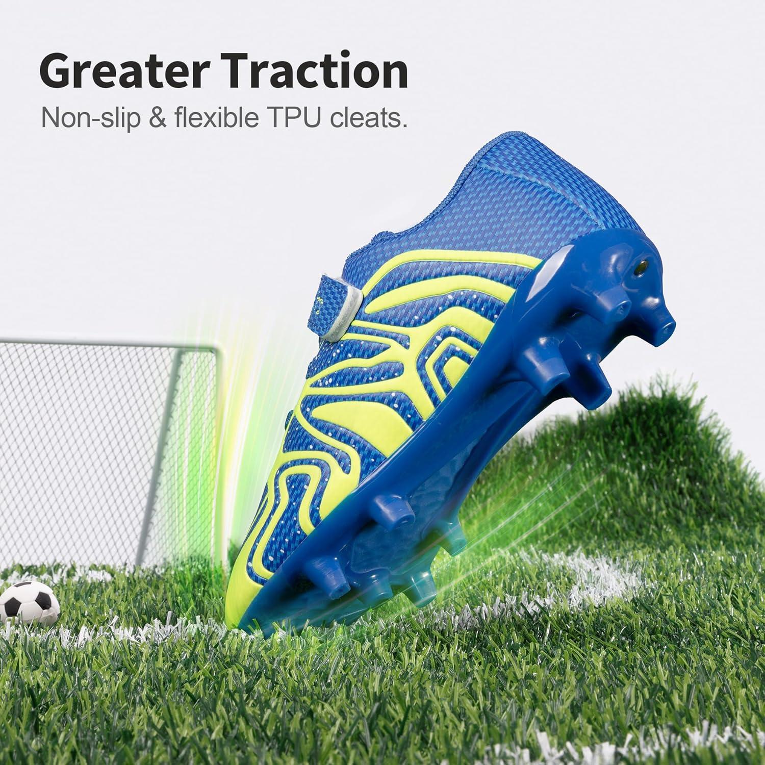imageDREAM PAIRS Boys Girls Soccer Cleats Kids Youth Multi Ground Outdoor Football Shoes for LittleBig KidRoyal BlueNeon Green