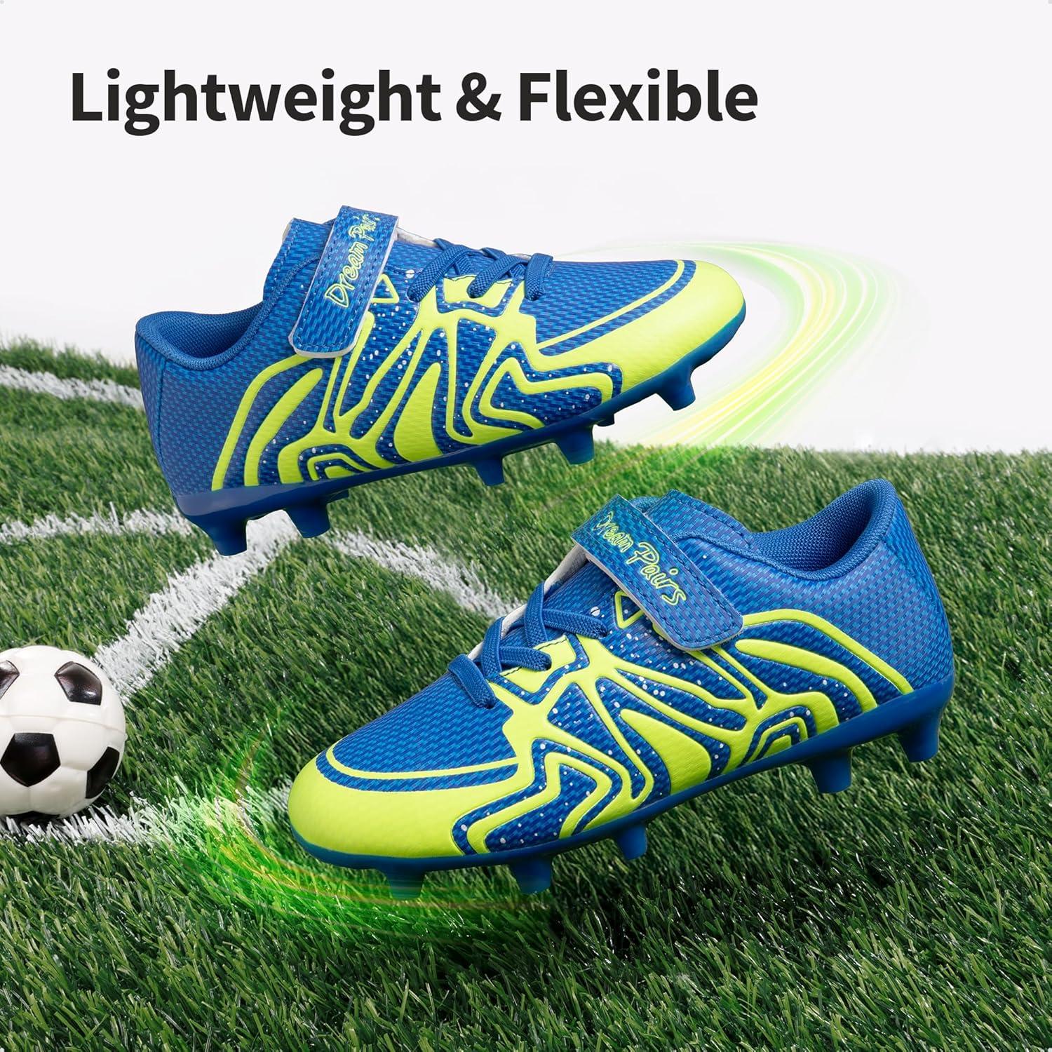 imageDREAM PAIRS Boys Girls Soccer Cleats Kids Youth Multi Ground Outdoor Football Shoes for LittleBig KidRoyal BlueNeon Green