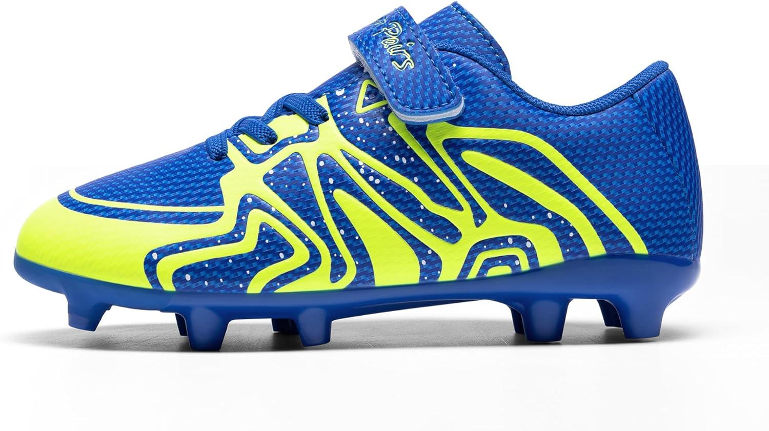 imageDREAM PAIRS Boys Girls Soccer Cleats Kids Youth Multi Ground Outdoor Football Shoes for LittleBig KidRoyal BlueNeon Green