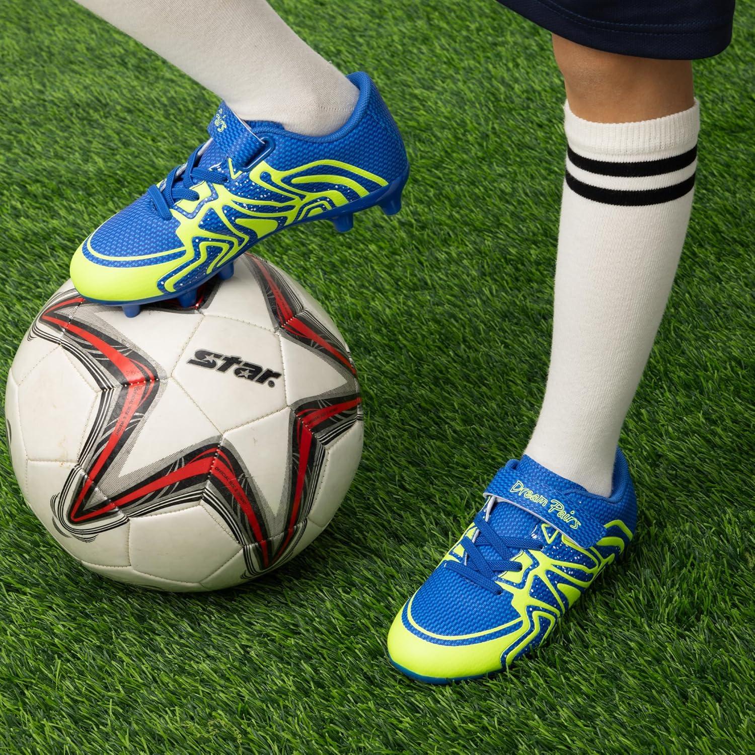 imageDREAM PAIRS Boys Girls Soccer Cleats Kids Youth Multi Ground Outdoor Football Shoes for LittleBig KidRoyal BlueNeon Green