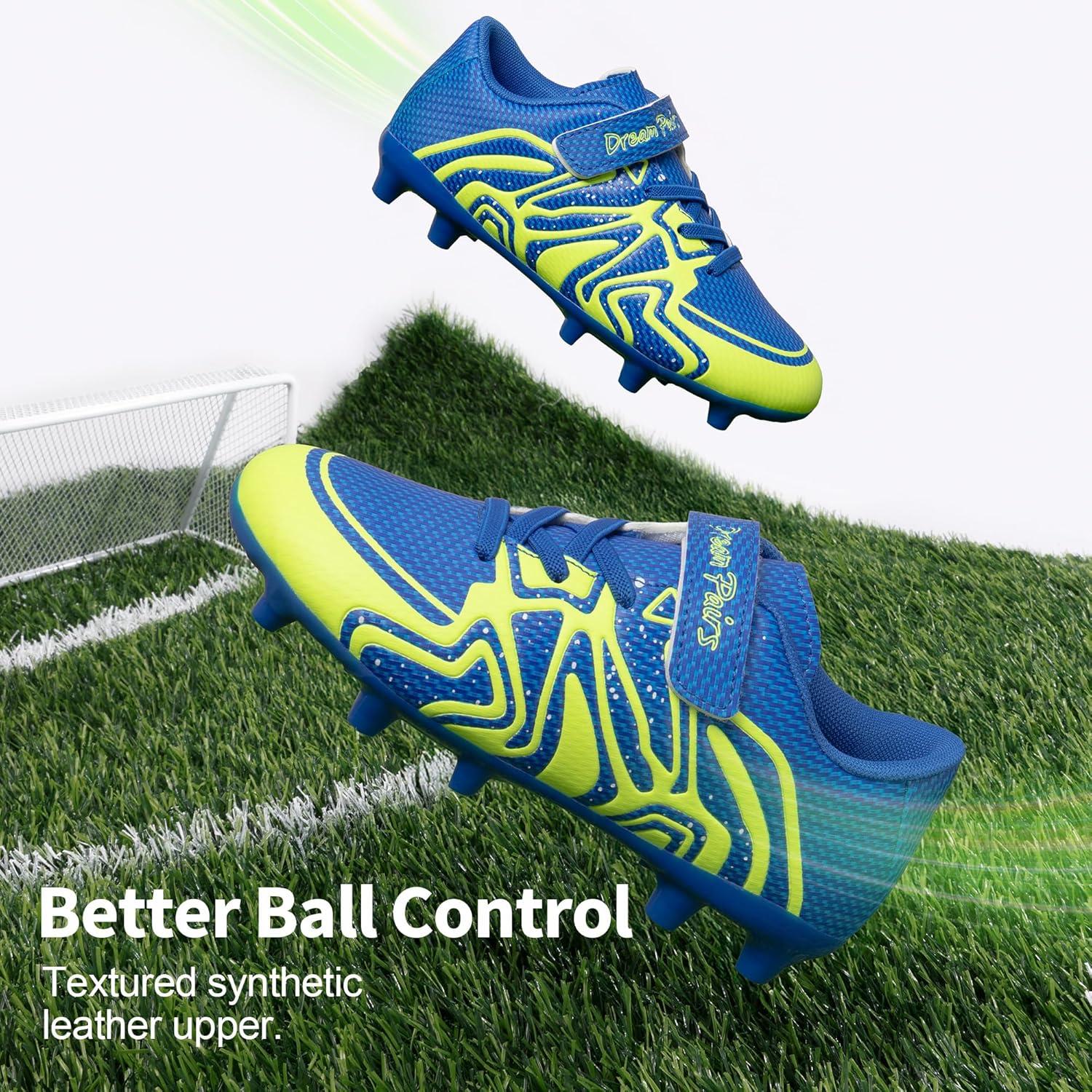imageDREAM PAIRS Boys Girls Soccer Cleats Kids Youth Multi Ground Outdoor Football Shoes for LittleBig KidRoyal BlueNeon Green