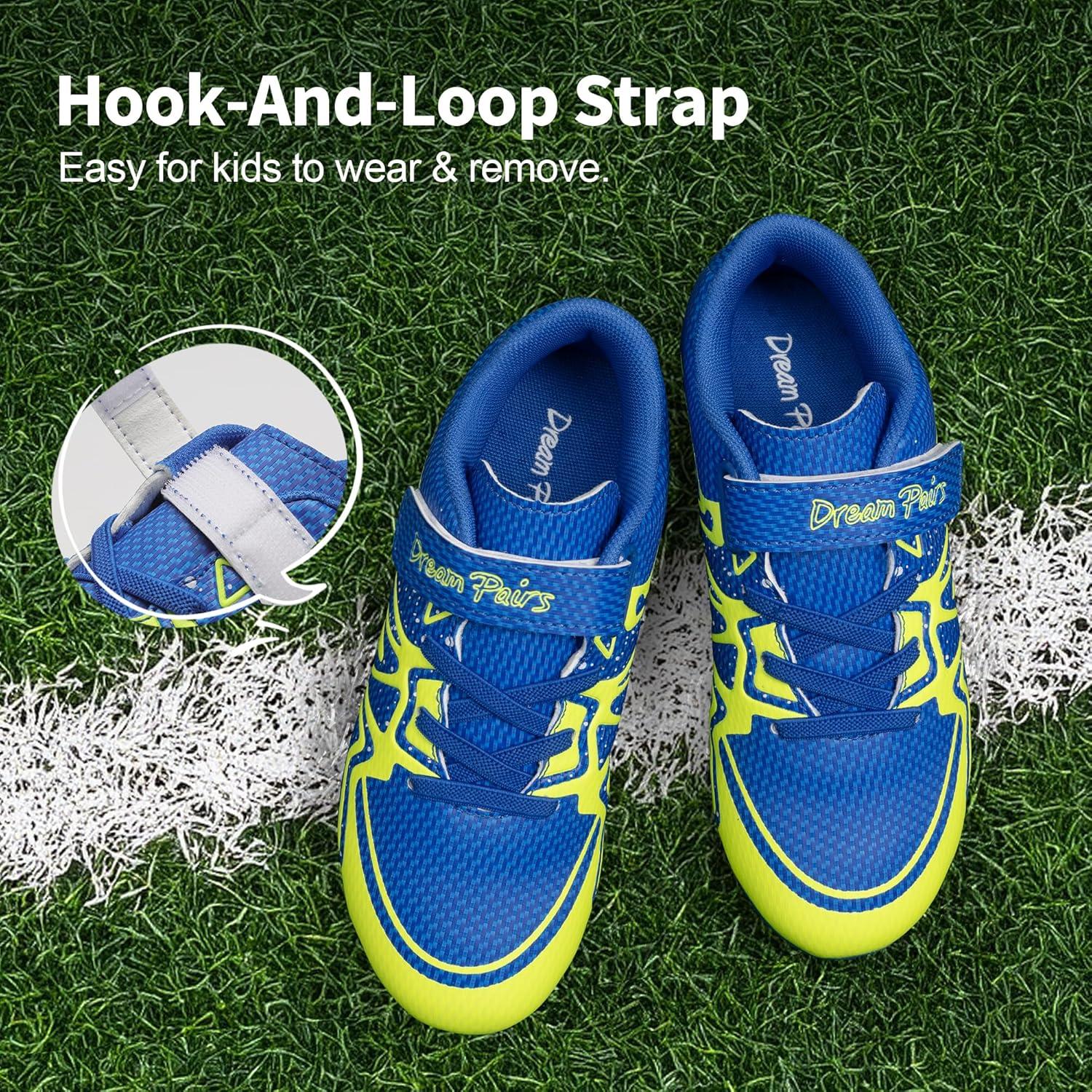imageDREAM PAIRS Boys Girls Soccer Cleats Kids Youth Multi Ground Outdoor Football Shoes for LittleBig KidRoyal BlueNeon Green