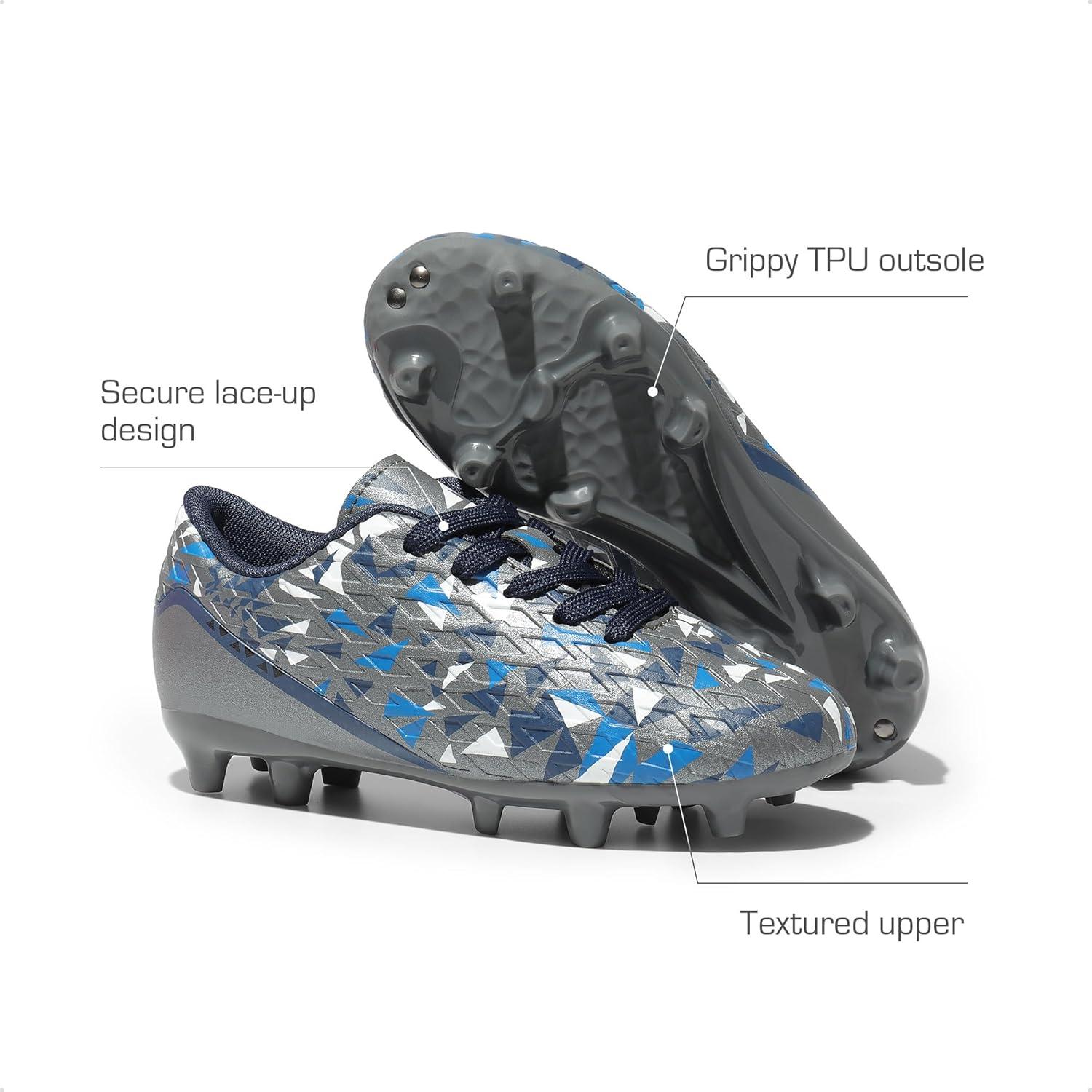 imageDREAM PAIRS Boys Girls Soccer Cleats Youth Firm Groud Athletic Outdoor Trainning Football Shoes with Soccer SocksDark GreyNavy