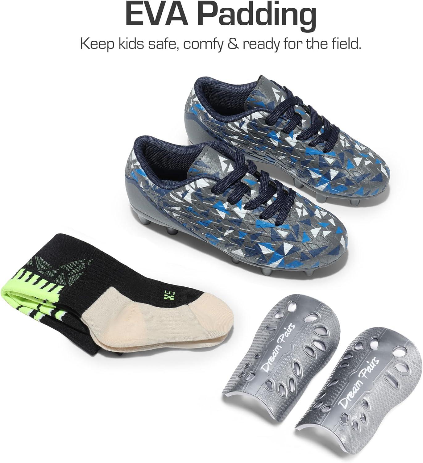 imageDREAM PAIRS Boys Girls Soccer Cleats Youth Firm Groud Athletic Outdoor Trainning Football Shoes with Soccer SocksDark GreyNavy