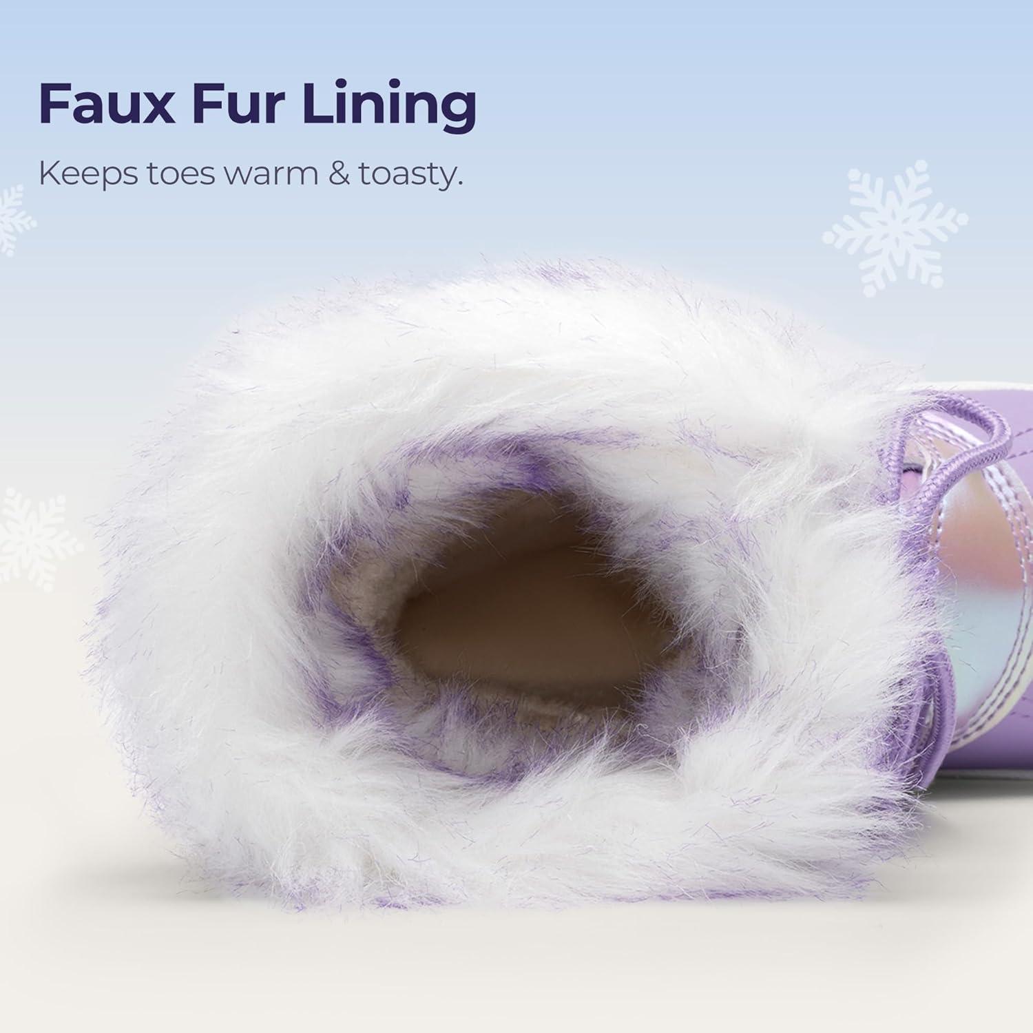 imageDREAM PAIRS Cozy Kids Snow Boots Warm amp WaterResistant Winter Boots with Faux Fur for AllDay Play NonSlip Mid Calf BootsLight Purple