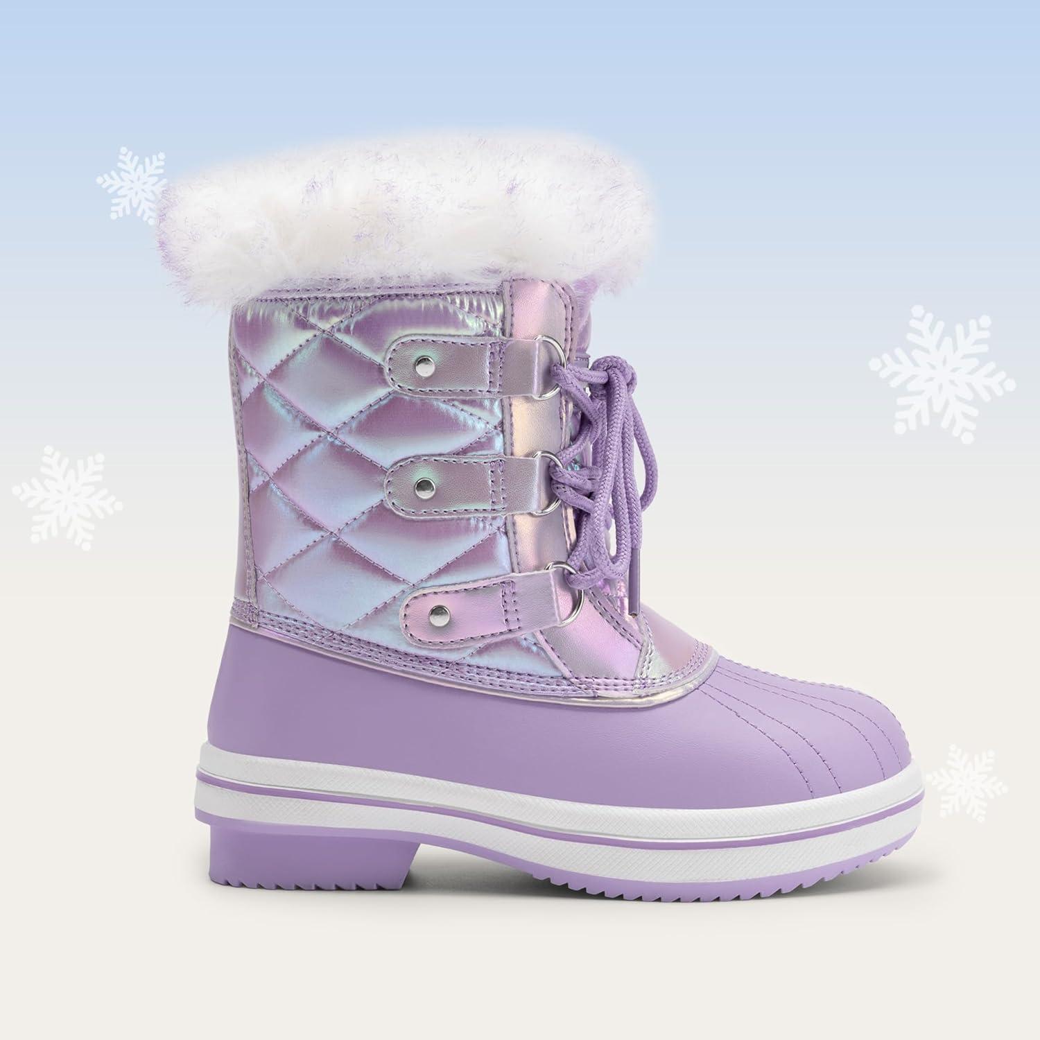imageDREAM PAIRS Cozy Kids Snow Boots Warm amp WaterResistant Winter Boots with Faux Fur for AllDay Play NonSlip Mid Calf BootsLight Purple