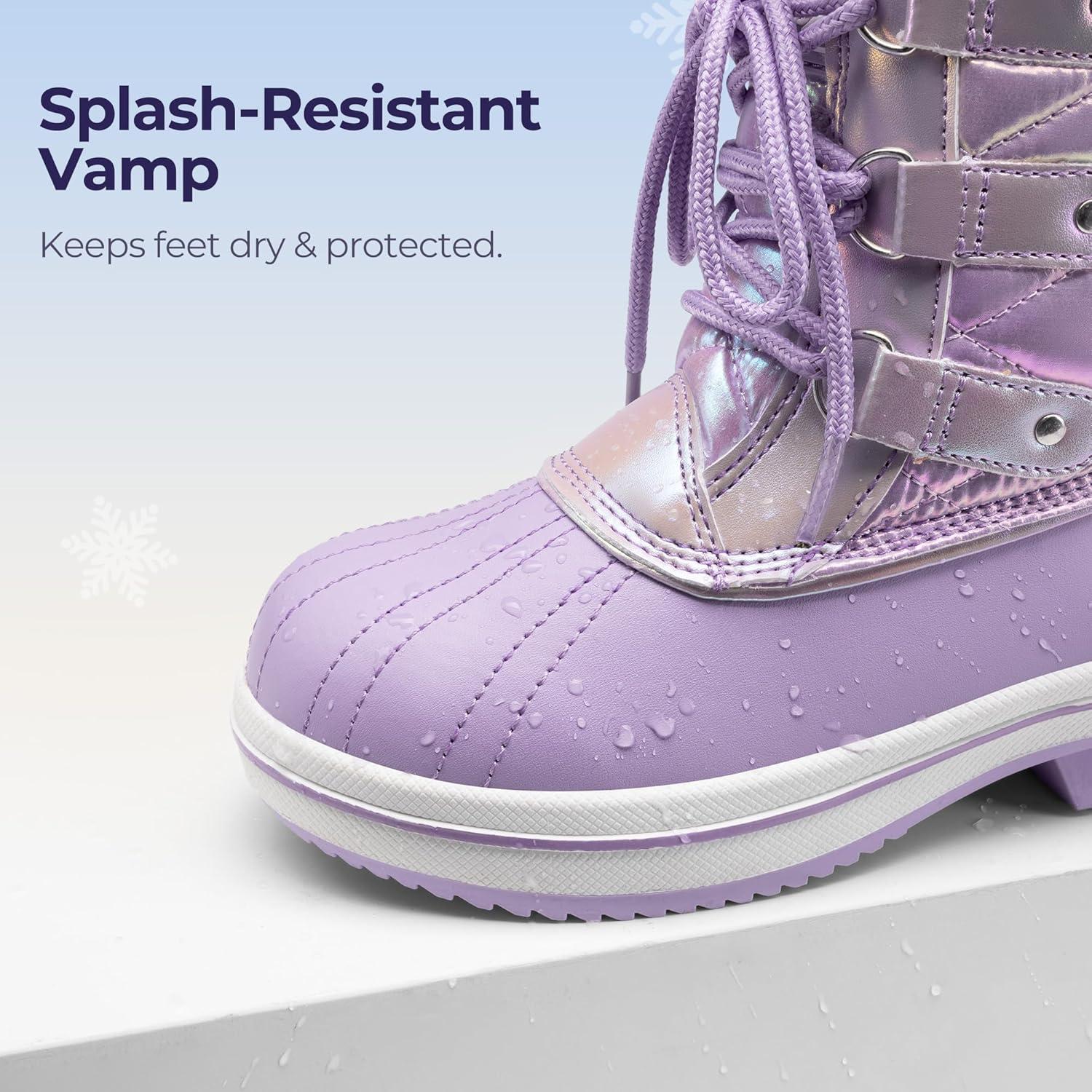 imageDREAM PAIRS Cozy Kids Snow Boots Warm amp WaterResistant Winter Boots with Faux Fur for AllDay Play NonSlip Mid Calf BootsLight Purple