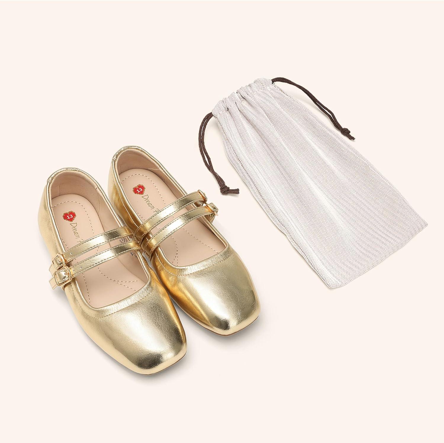 imageDREAM PAIRS Girls Dress Shoes Slip on Ballerina Flats Mary Jane Ballet Shoes for WeddingPartyGold