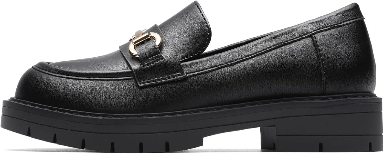 imageDREAM PAIRS Girls Loafers Chunky Platform Slip On Loafers School Uniform Dress ShoesBlackpu